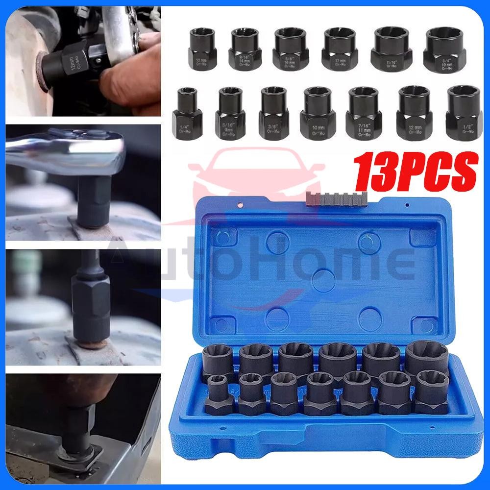 Impact Bolt Extractor Set Nut Remover Set Stripped Extraction Socket Tool 13pcs