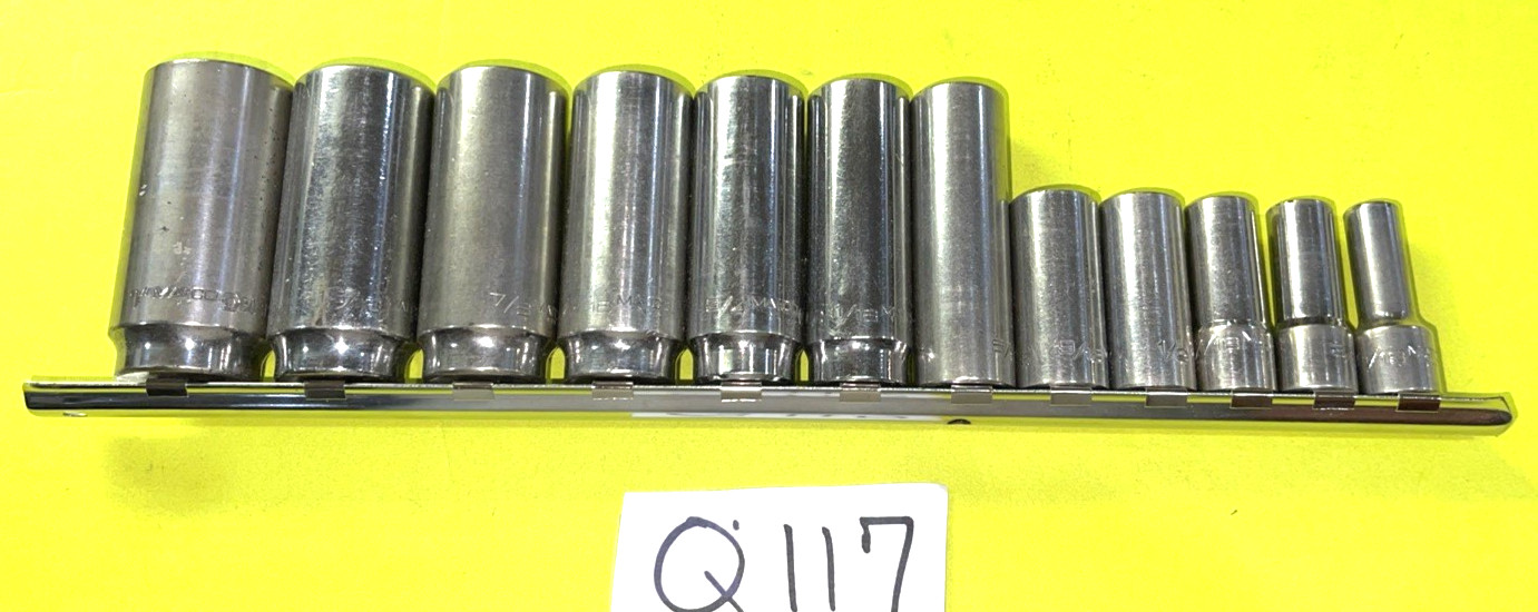 MATCO TOOLS 12 PIECE 3/8 DRIVE SAE. DEEP 6 POINT SOCKET SET 5/16 THROUGH 1 INCH