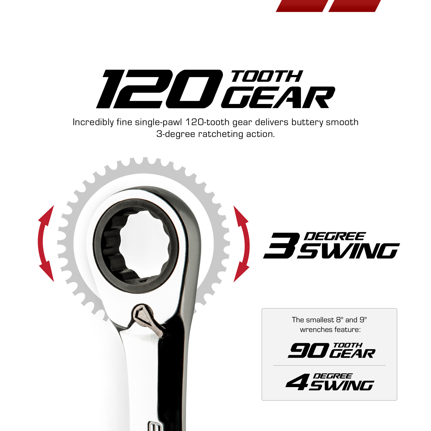Non Stop Ultrafine 120-Tooth Reversible Ratcheting Combination Wrench, MM Sizes