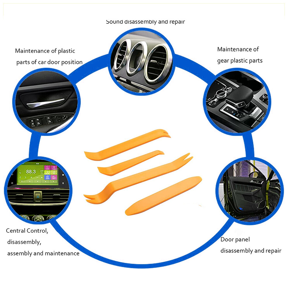 4PCs Car Door Trim Removal Tool Pry Panel Dash Radio Body Clip Installer Kit