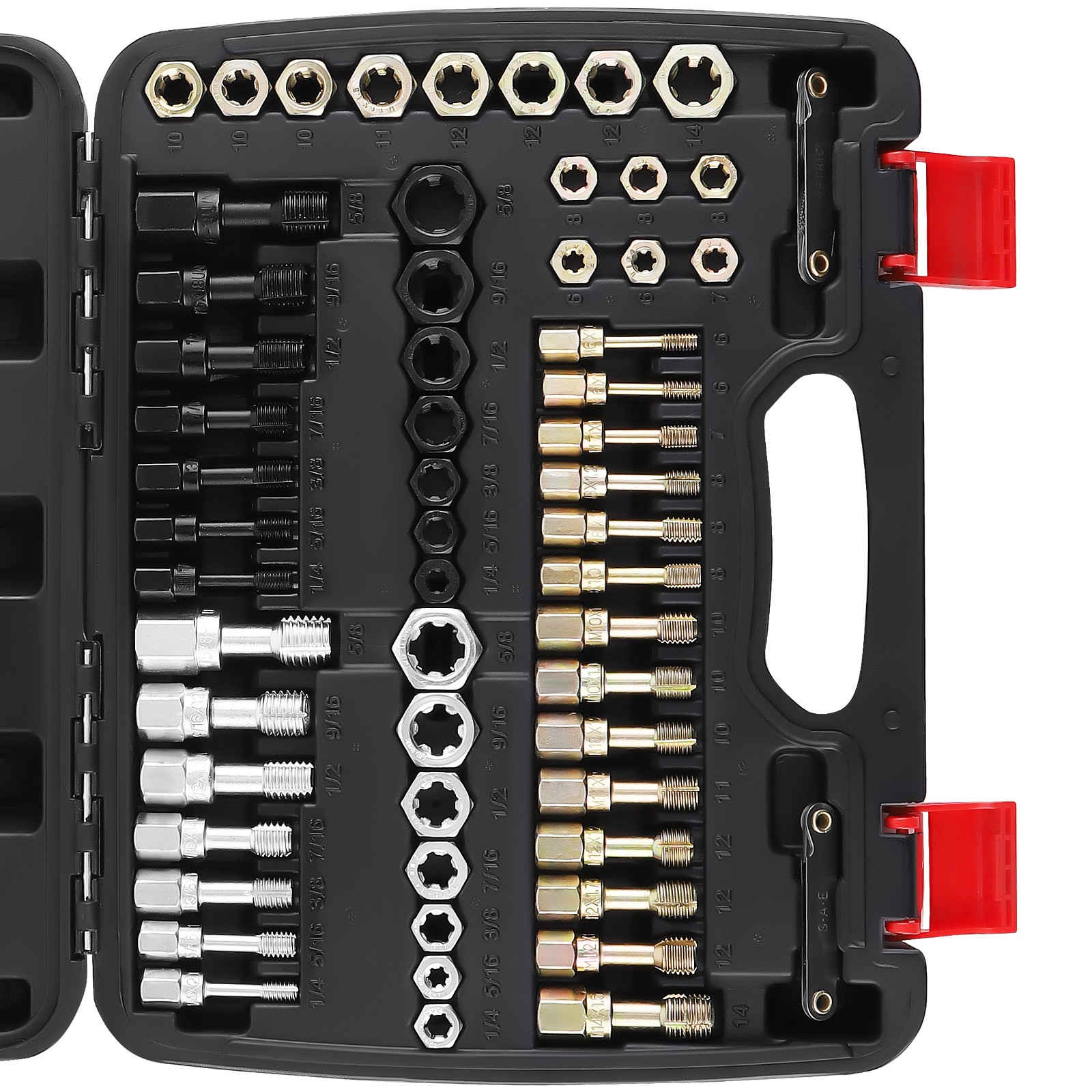 61pc Automotive Thread Chaser Kit for M6-M14 & SAE 1/4″-5/8″ Heat-Treated Steel