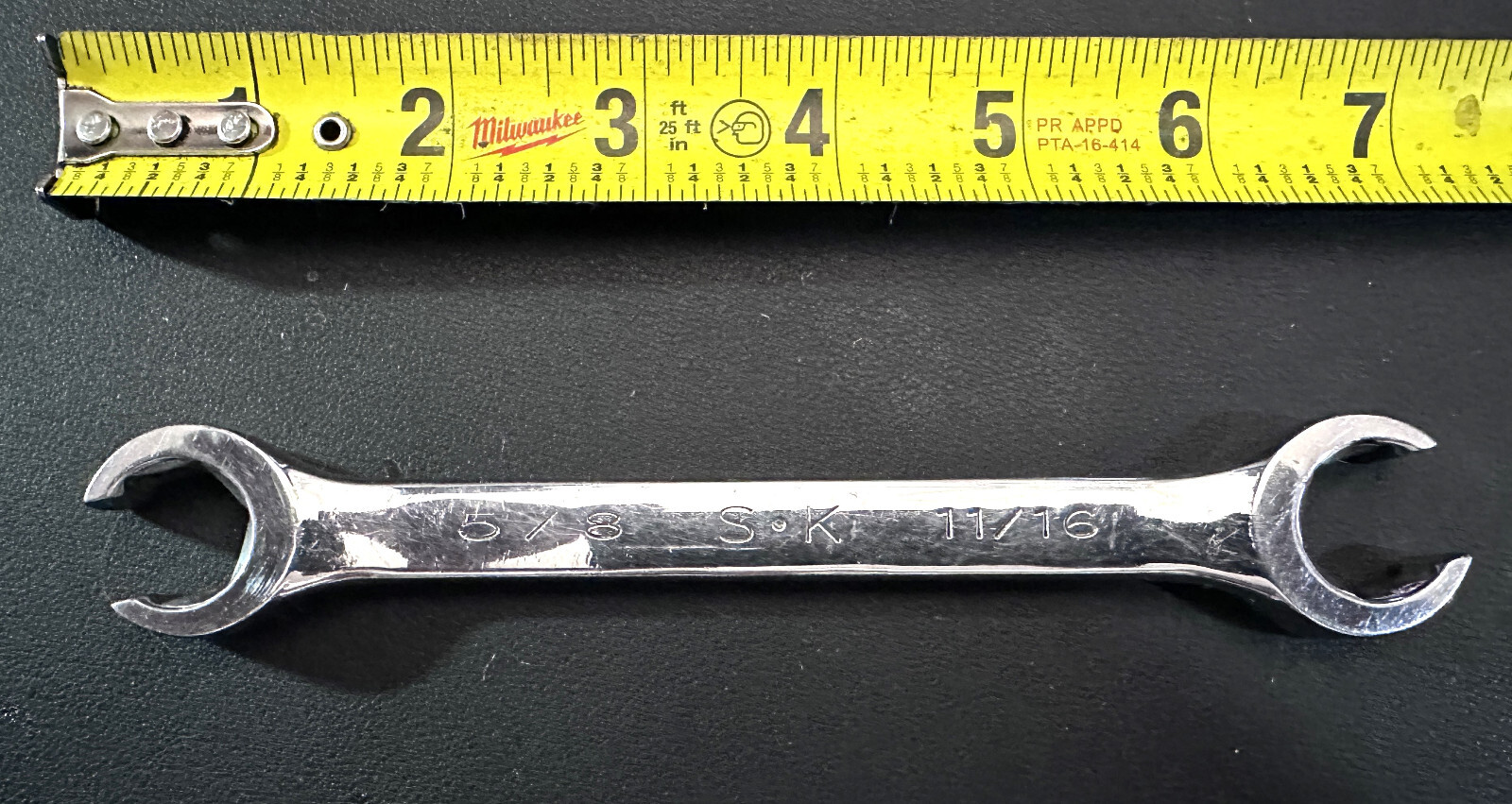 SK Tools F2022 SAE Flare Nut Wrench 5/8 x 11/16-Inch Textured Chrome USA