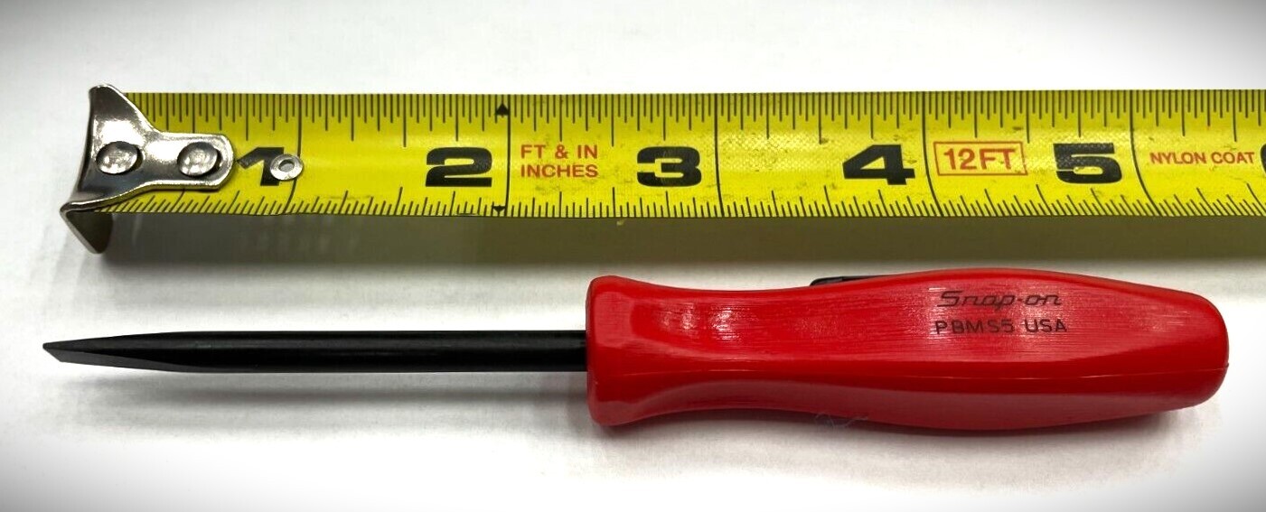 *NEW* Snap-On POCKET PRY BAR STRAIGHT BLADE – RED HARD HANDLE, PBMS5R ~ 5″ LONG