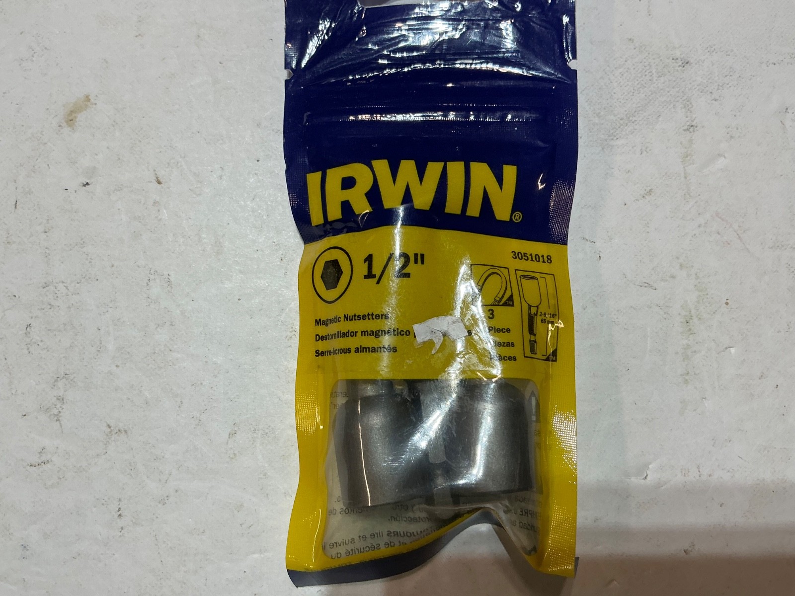 New Irwin 3 pc1/2″ Magnetic Nuttsetter #3051018 2 9/16″ long 1/4″ hex shank