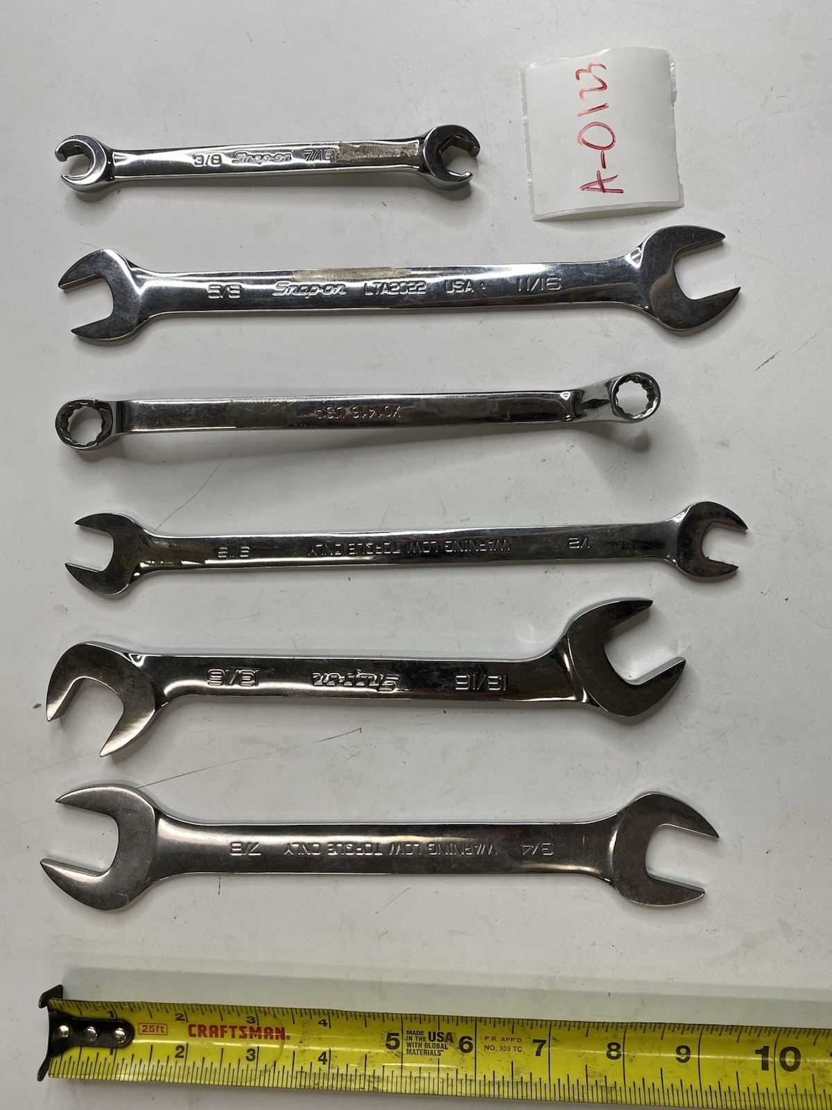 Snap-on SAE Wrench Lot 6pc LTA2022 3/8 7/16 5/8 11/16 3/4 7/8 USA