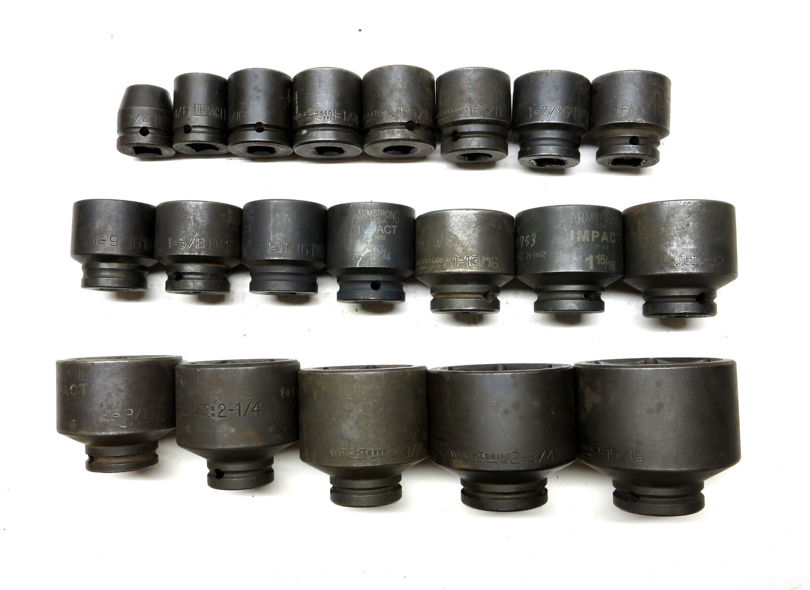 Armstrong & Wright Domestic 3/4 Impact Socket Set of 20 pcs 3/4 – 2-15/16″ USA