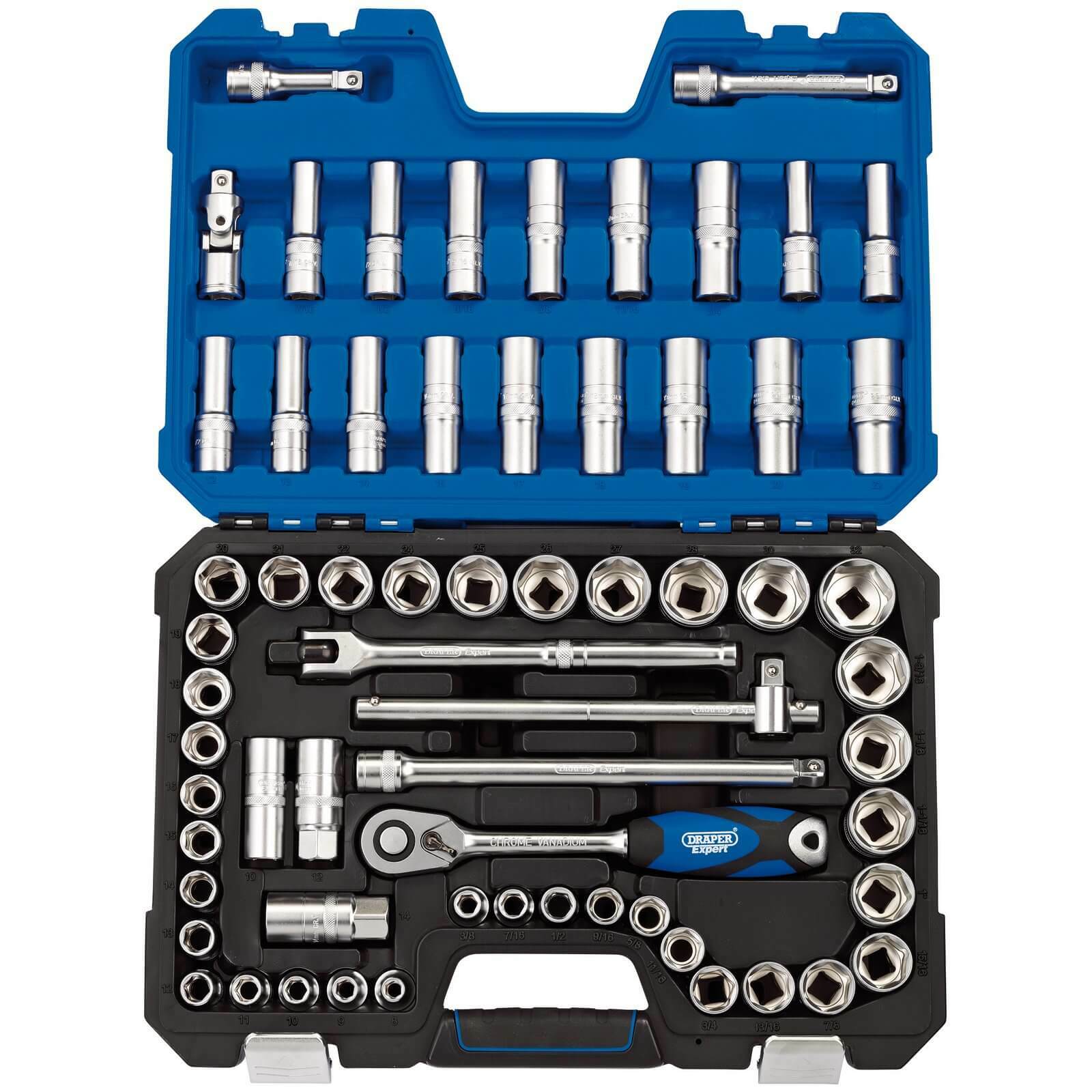Draper 63 Piece 1/2″ Drive Hex Socket Set Metric and Imperial