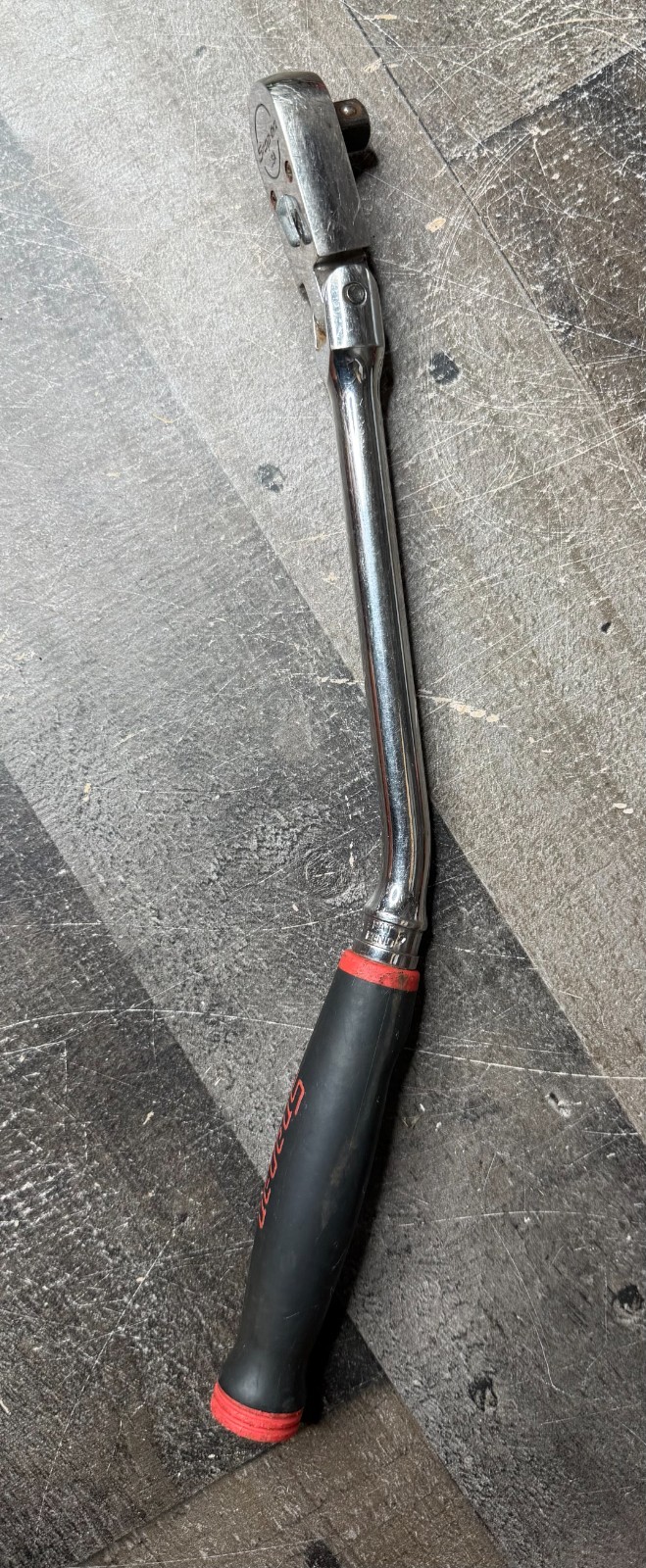 Snap-on 3/8 Drive Dual 80 Flex Head Ratchet Soft Grip Red Black Handle USA