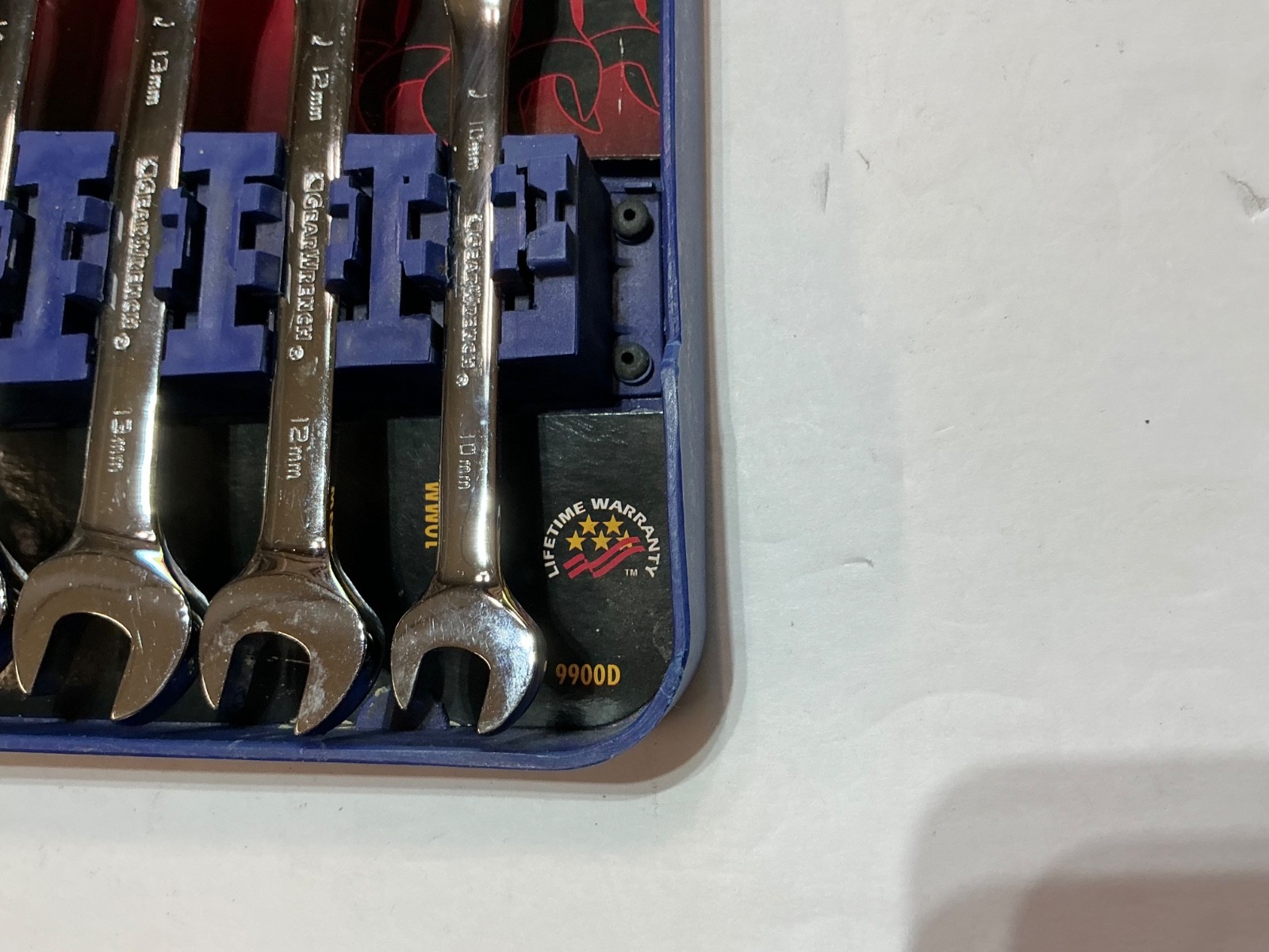 NOS GearWrench 7 pc metric ratchet flex end combination wrench set 10-19mm 9900D