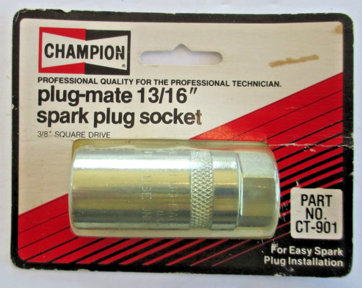CHAMPION PLUG-MATE 3/16” SPARK PLUG SOCKET ⅜» DRIVE 6 PT. # CT-901 USA A19