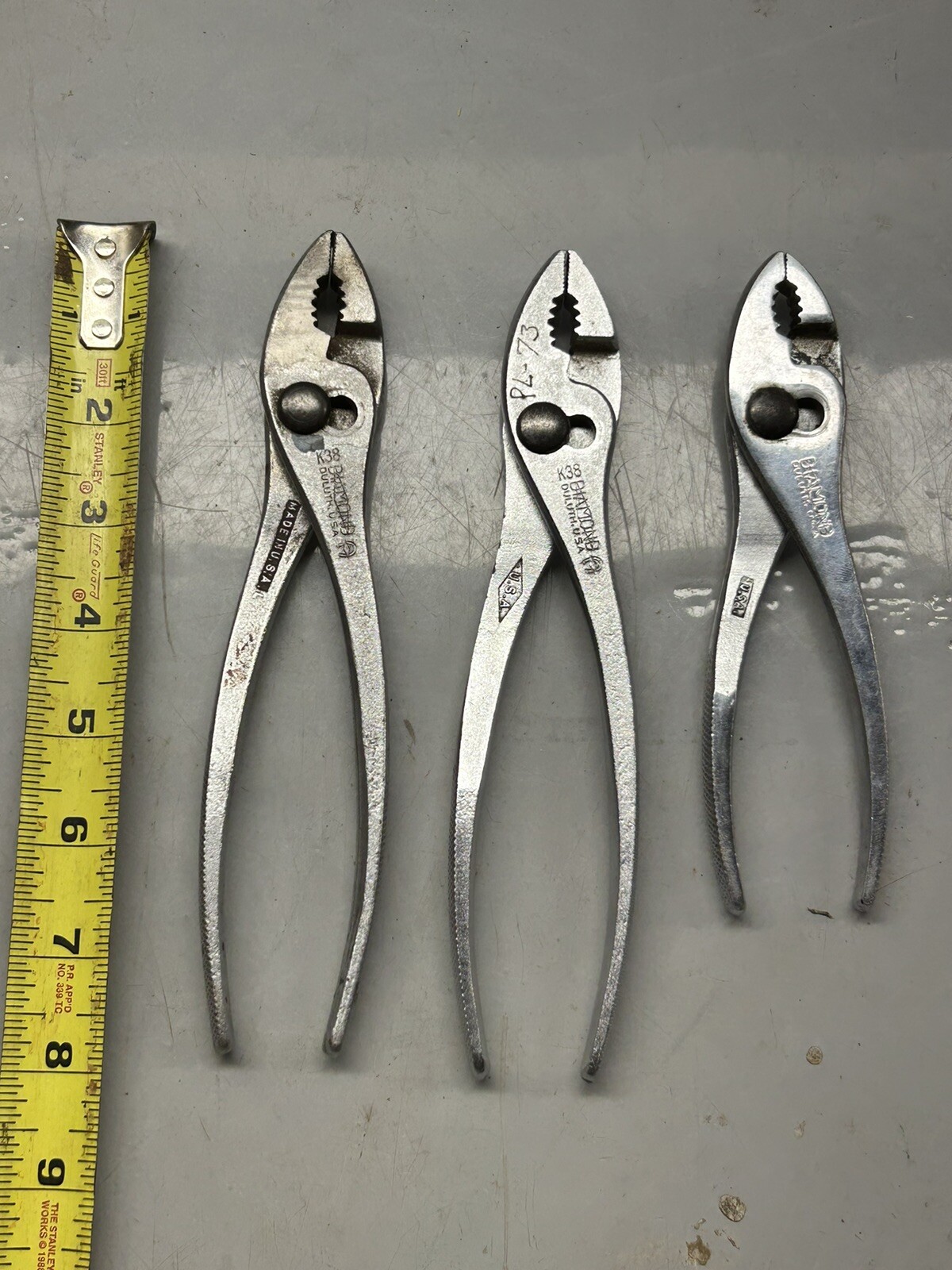 (3) Vintage Diamond Duluth Slip Joint Pliers (2) K38 8” & K36 6″ Tool LOT USA