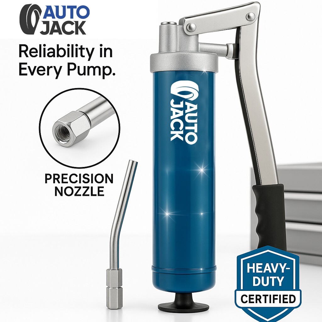 Heavy Duty Manual Grease Gun Lever Grip 500cc Cartridge Type x 2 Flexible Hose