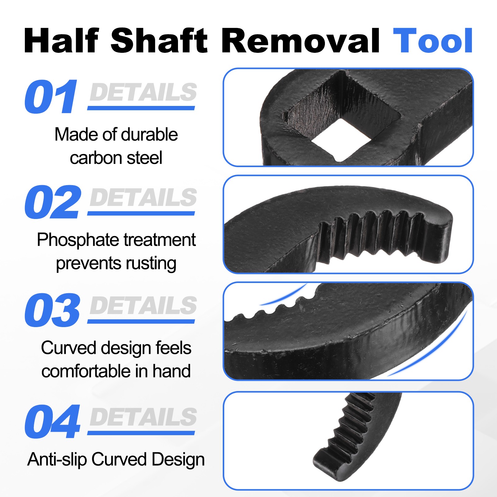 Pry Bar Wrench Adapter, 1/2″ D Square Anti-slip Carbon Steel Pry Bar Wrench