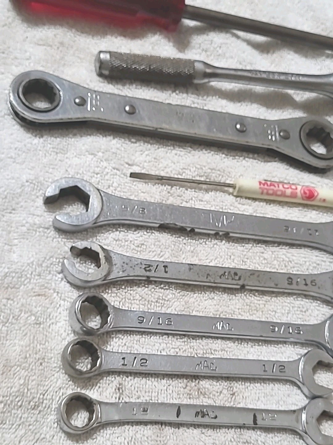 Mac Tools Lot 3/8″ Drive X8R, CH3 WELDING HAMMER 6 WRENCHES, MATCO, USA MADE.