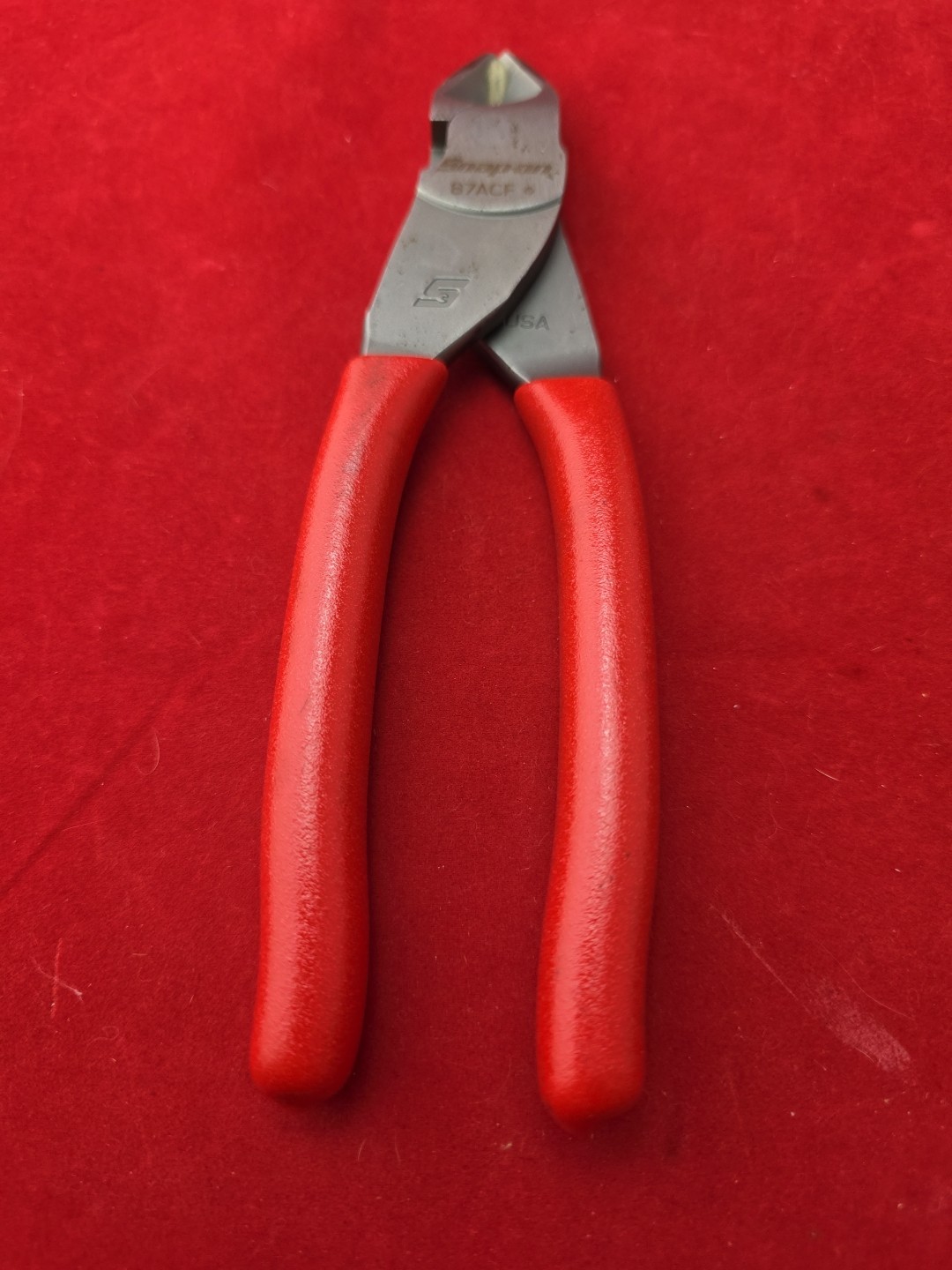 Snap-On Tools RED Soft Grip 7″ VECTOR EDGE Diagonal Cutter 87ACF USA