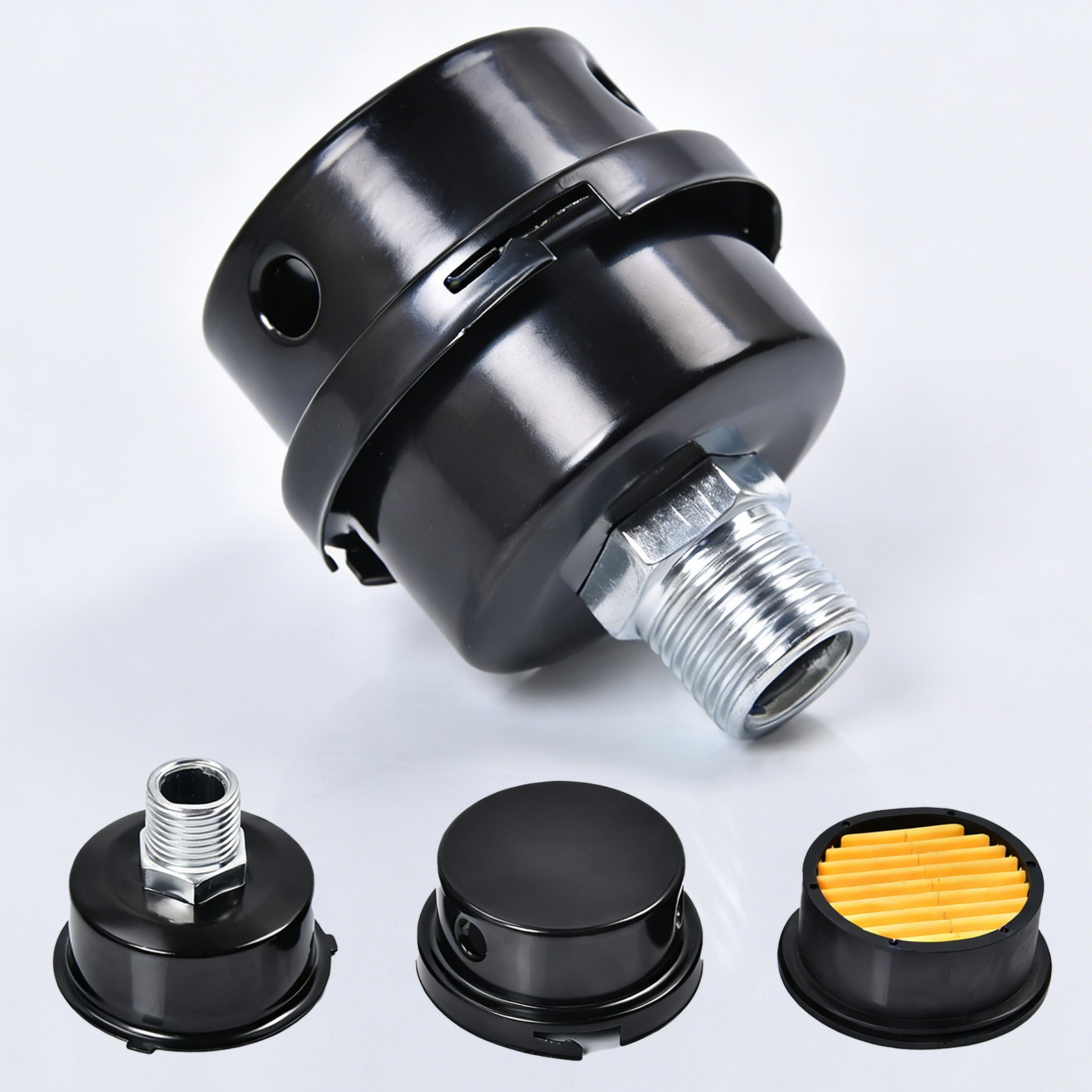 2-Pack 1/2″ NPT Air Compressor Silencer Filter 20mm Metal Noise Muffler Intake