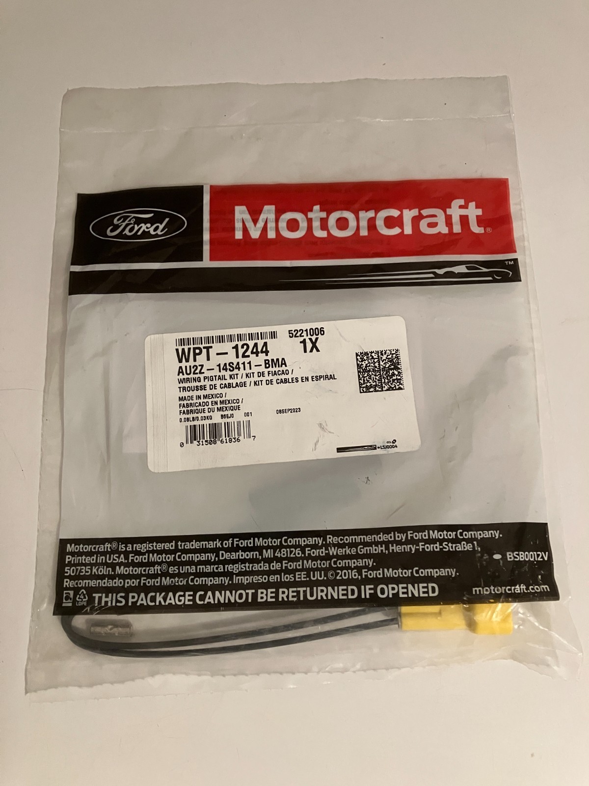 NEW FORD OEM SRS Side Bag Wiring Pigtail AU2Z-14S411-BMB Eliminator WPT-1794