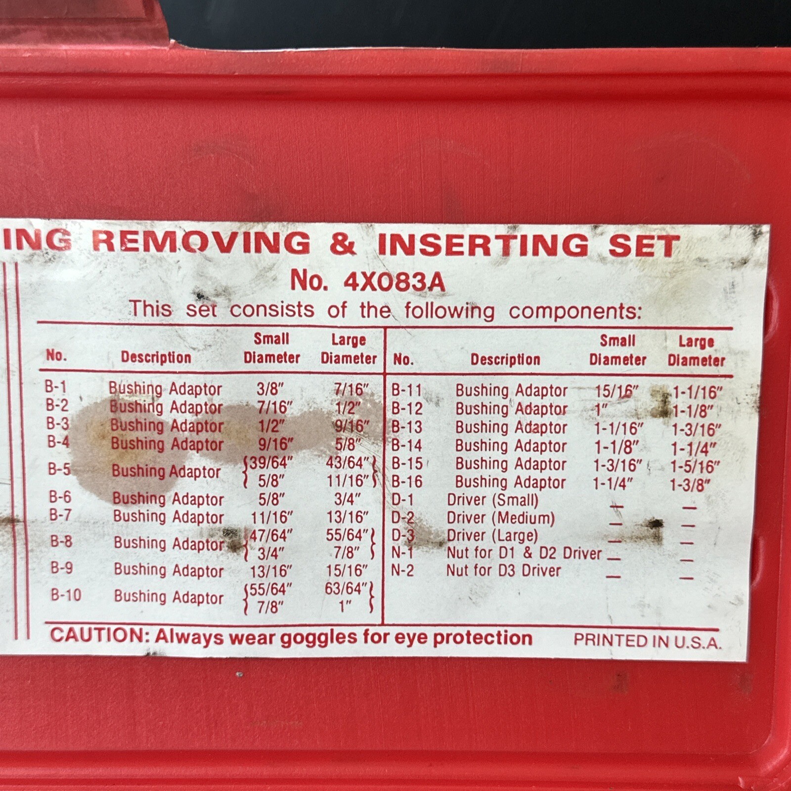 PREOWNED- Dayton 20 Piece Bushing Removing & Inserting Set No. 4X083A + WARRANTY
