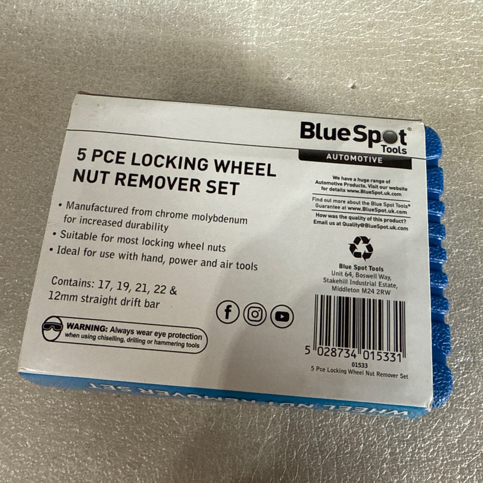 Blue Spot 01533 5 Piece Locking Wheel Nut Remover Set