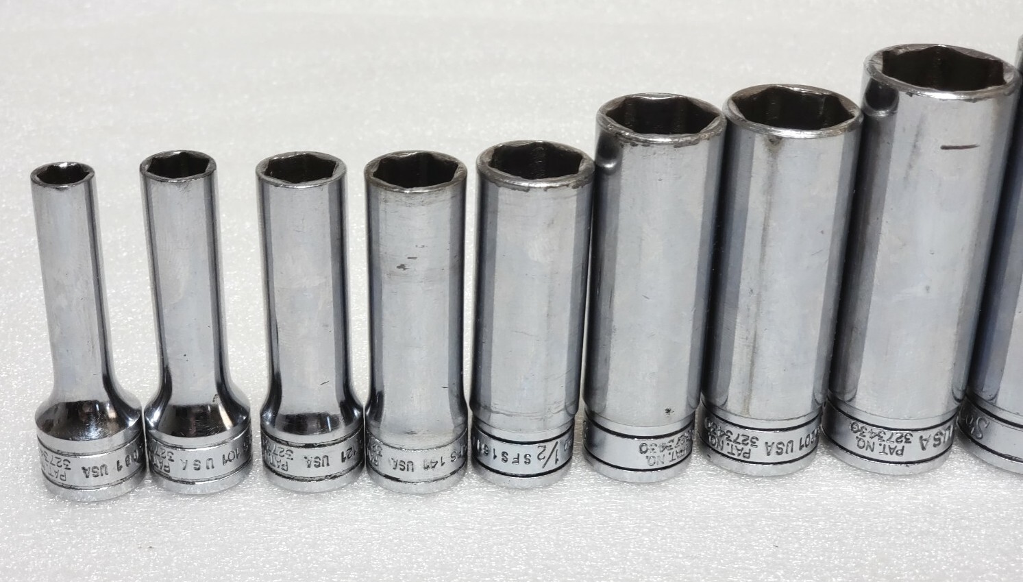 LOT OF 10 Snap On SFS081 (1/4″) TO SFS231 (7/8″) 3/8″ drive 6 point deep socket