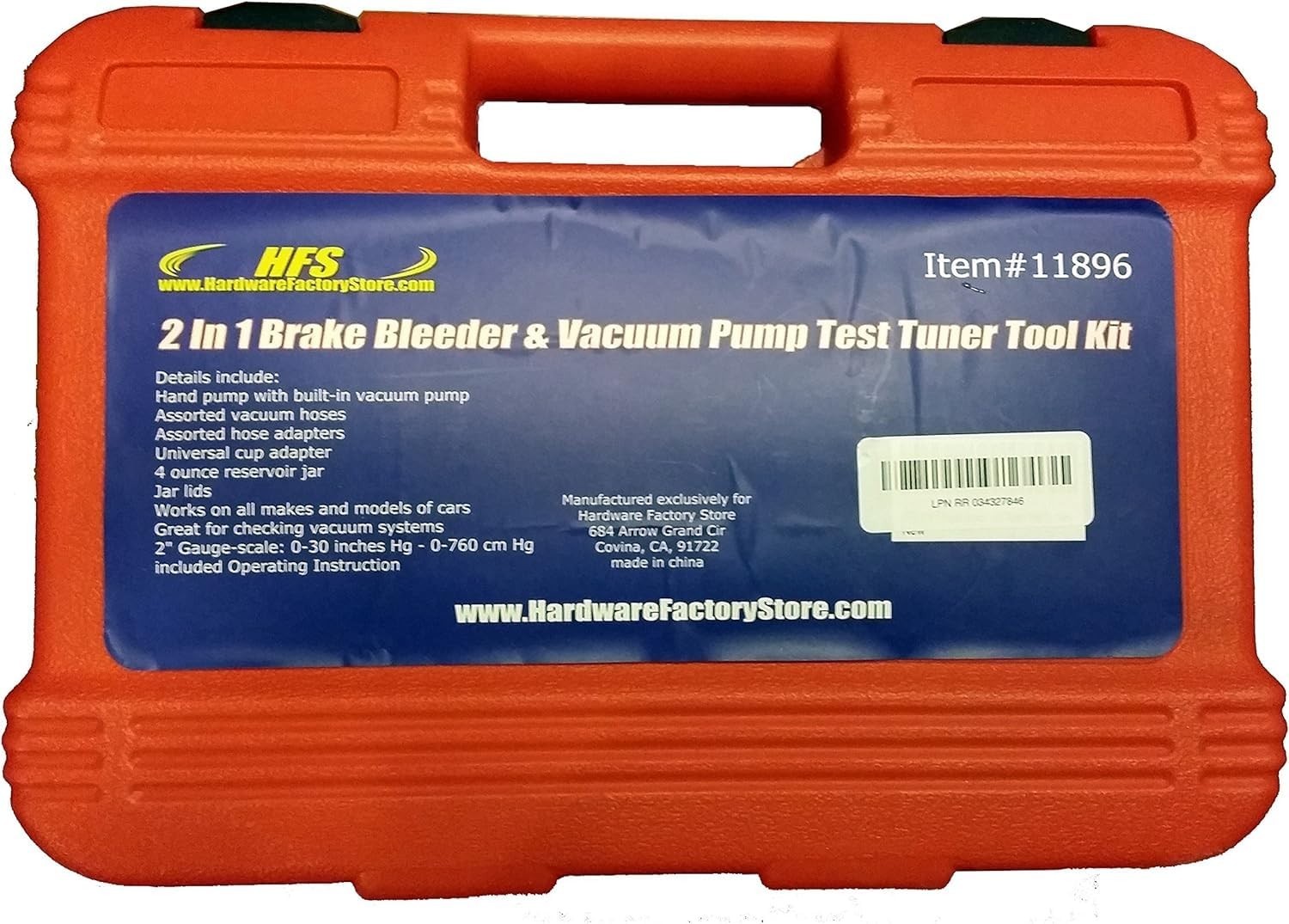 2 in 1 Brake Bleeder Kit Handheld Vacuum Pump Set for Automotive with Case