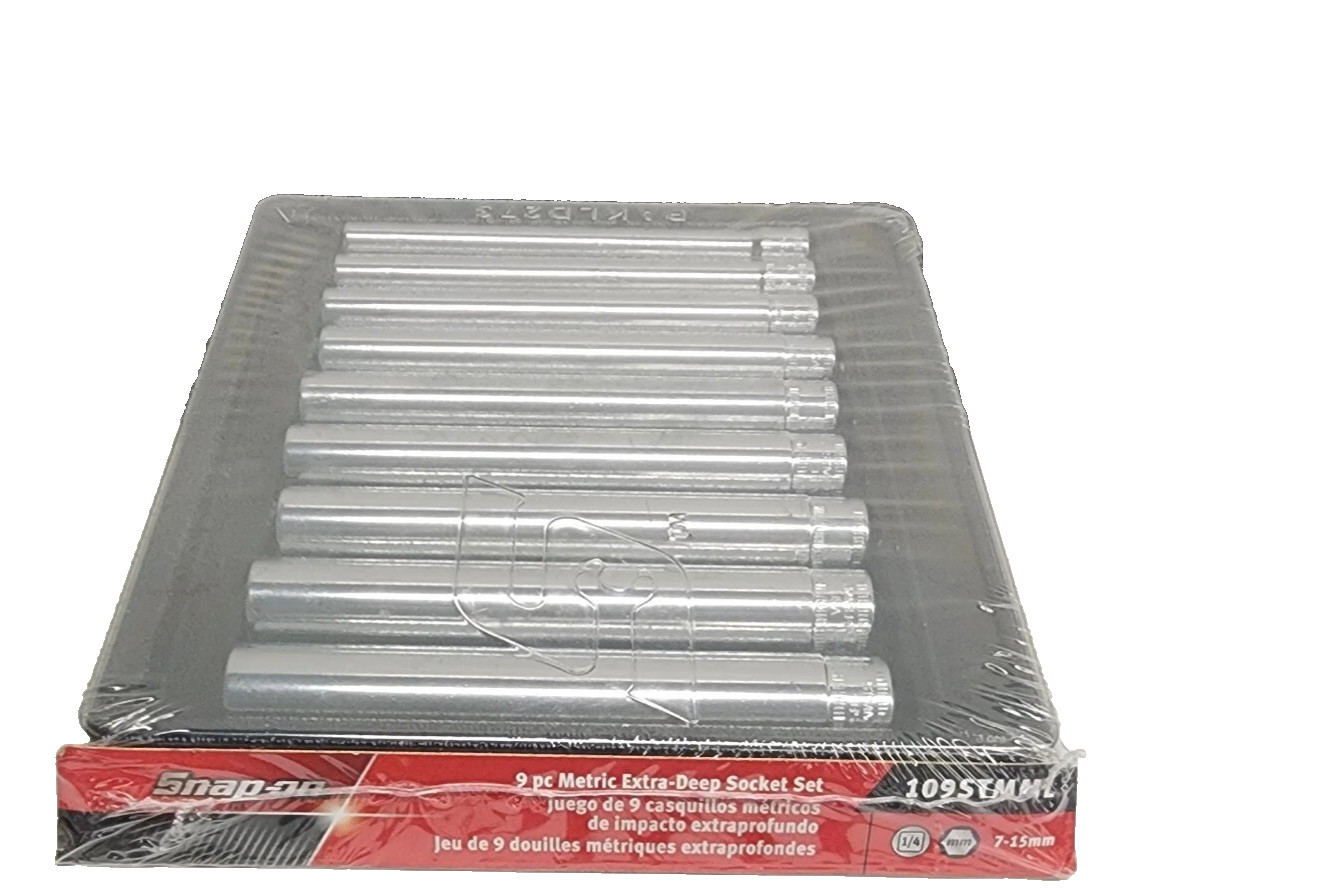 New Snap-on™ 1/4″ drive 7 – 15 mm 9pc 6-pt Extra Deep Socket SET 109STMML SEALed