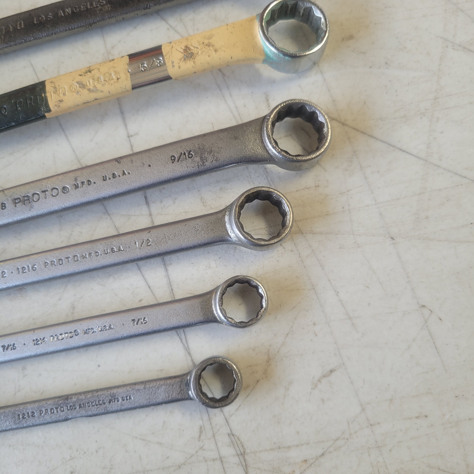 Vtg Proto Combination Wrench Set 11pc 12pt 3/8″-1″ 1212-1232 Professional Tools