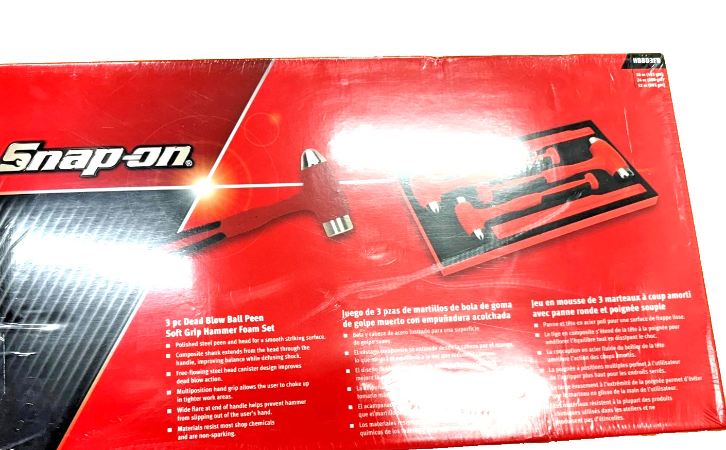New Snap-on™ 3-pc 16 24 32 oz RED Dead Blow Hammer Foam Set HBBD3FR HBB16 HBBD32