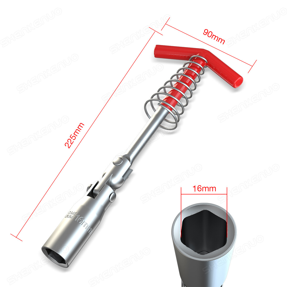 Spark Plug Socket Wrench 16mm Remover Installer t-handle Universal Joint skn