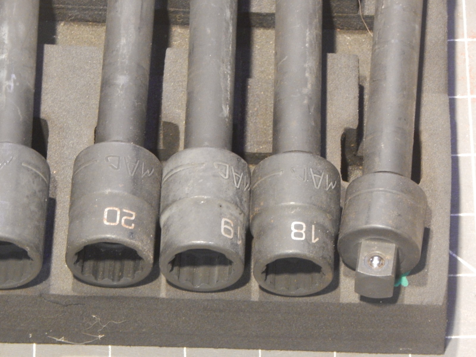 Mac 7Pc Metric 1/2 Drive Impact Swivel Socket Extension Set 18MM 23MM 12Pt Dr