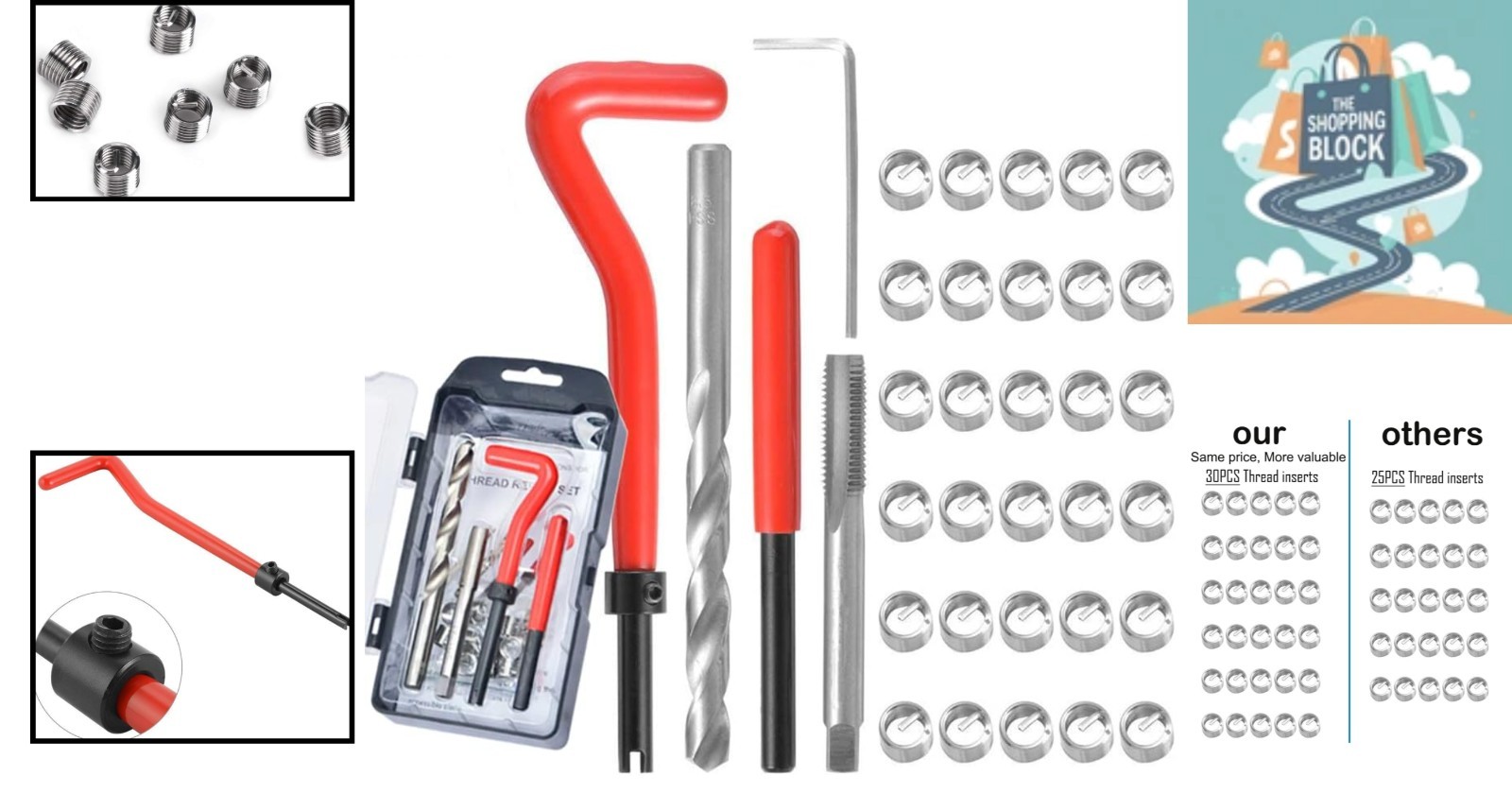 35 Pcs M6 x 1mm Thread Repair Kit in Silver for Auto Repairs