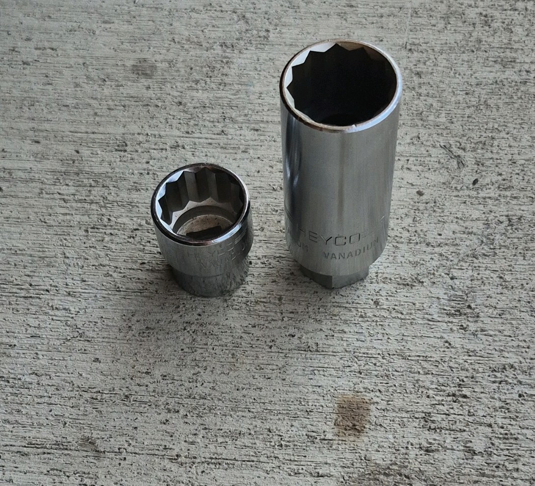 Vintage HEYCO Germany 21mm Deep & 19mm Shallow 12-Point Sockets Set