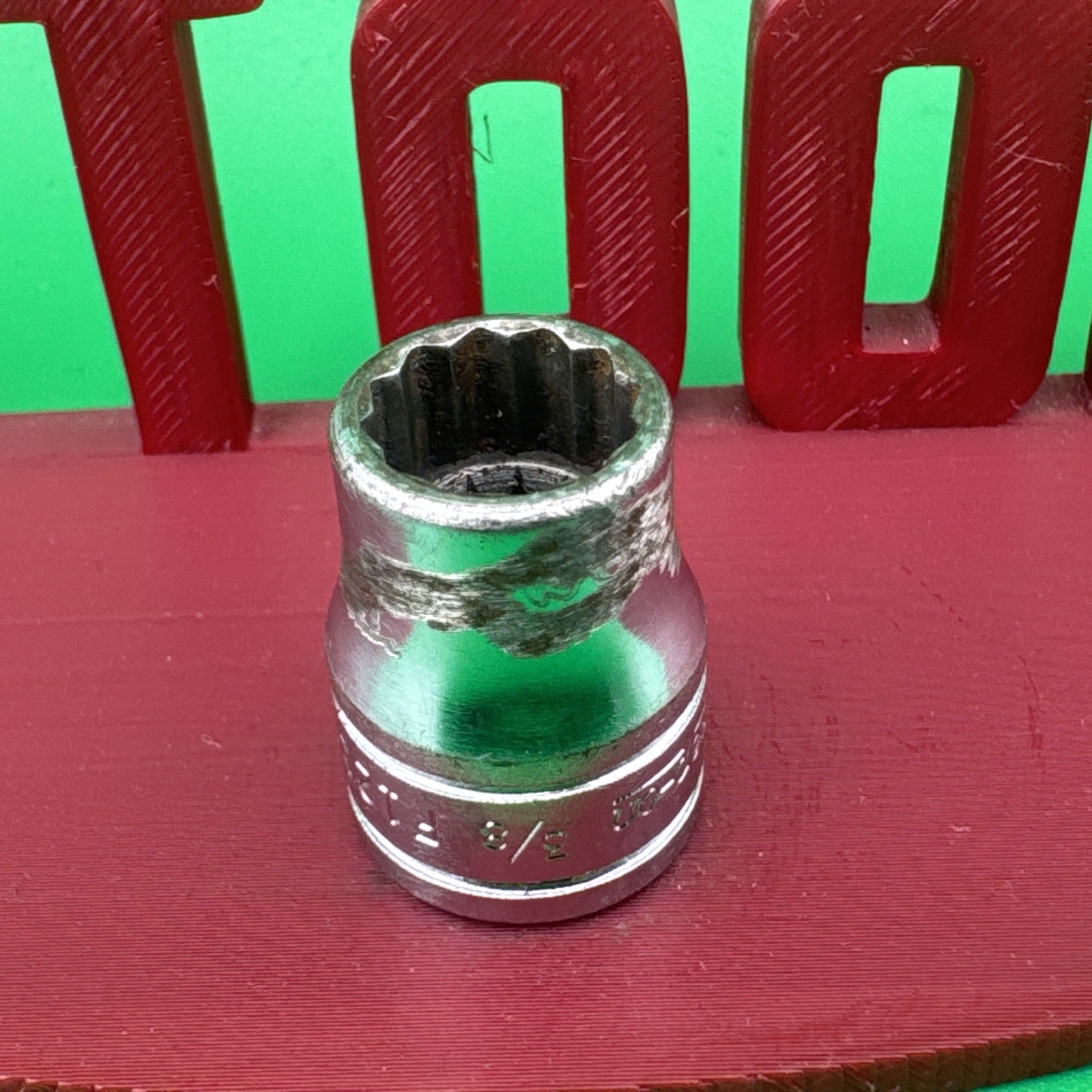 Snap On F121 3/8″ Drive 12-Point SAE 3/8″ Shallow Chrome Socket Engraved 2