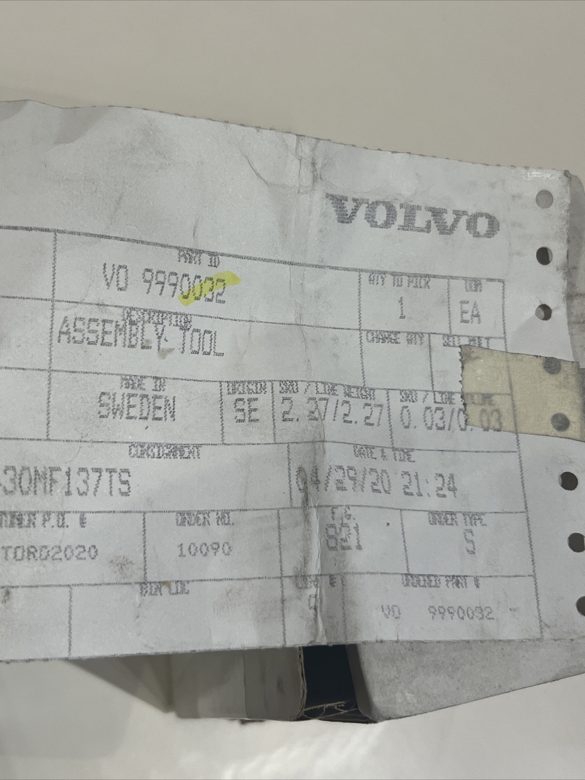 Volvo Assembly Tool 9990032 . Made In Sweden. New & Free Shipping