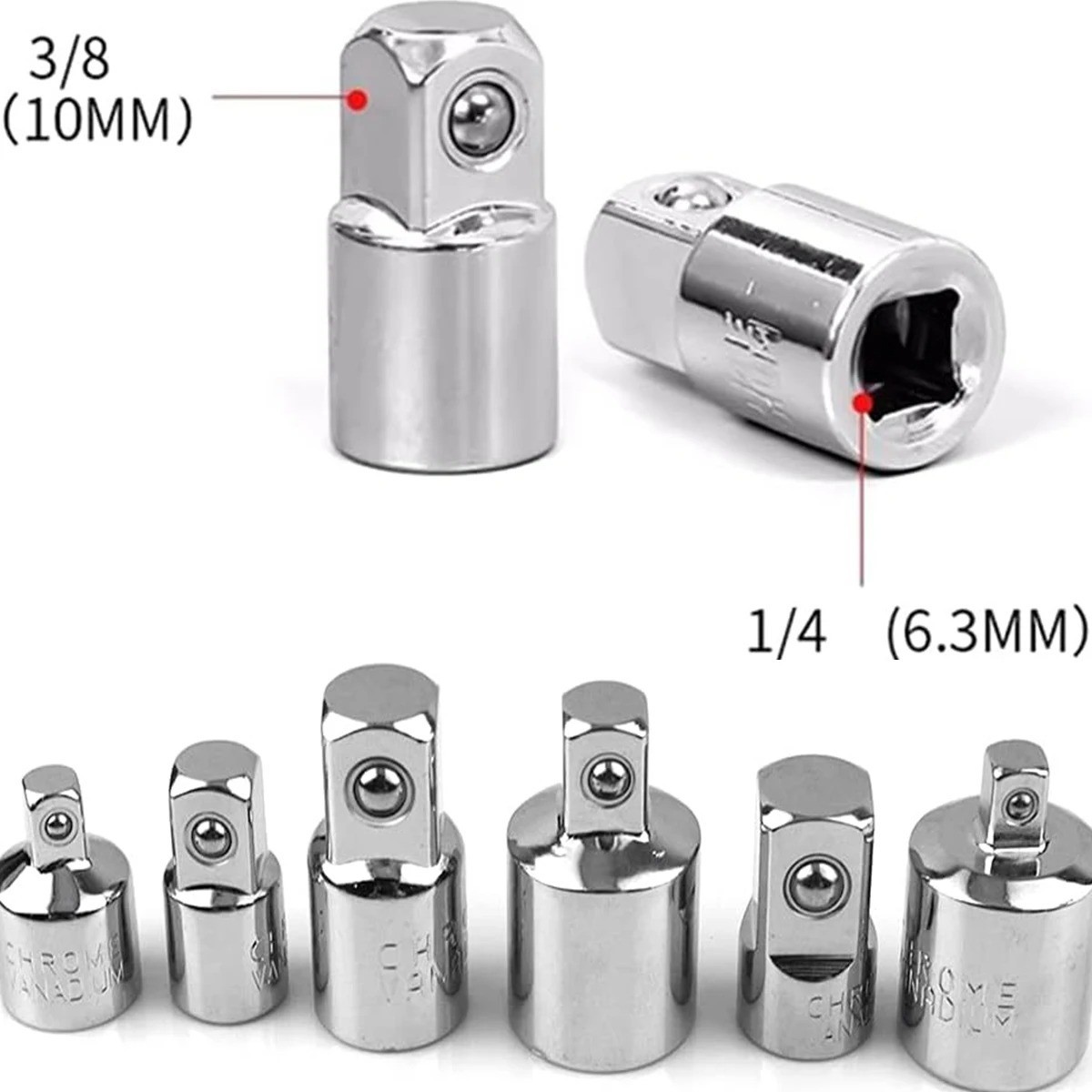 6Pcs Impact Adapter Reducer Socket Converter Set 3/4 1/4 3/8 1/2″ Female to Male