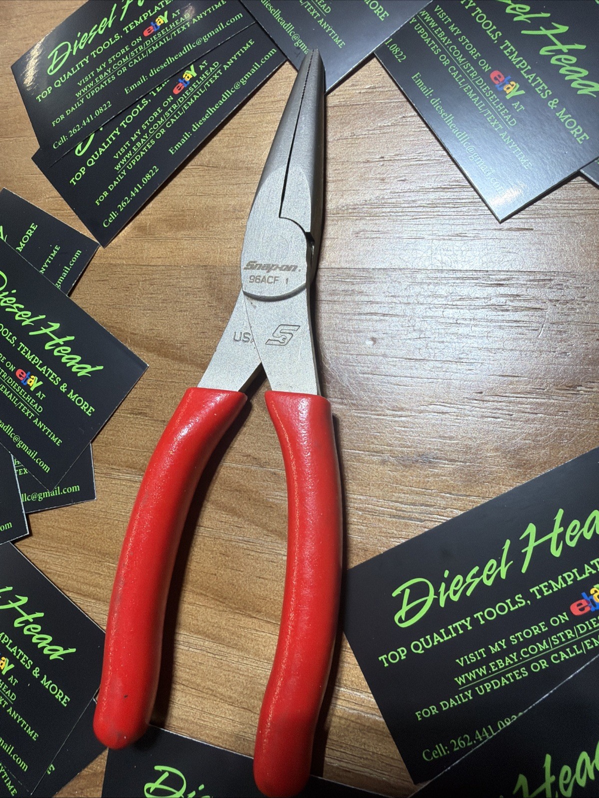 *New* Snap On Tools 96ACF CLASSIC RED Soft Grip Needle Nose Pliers