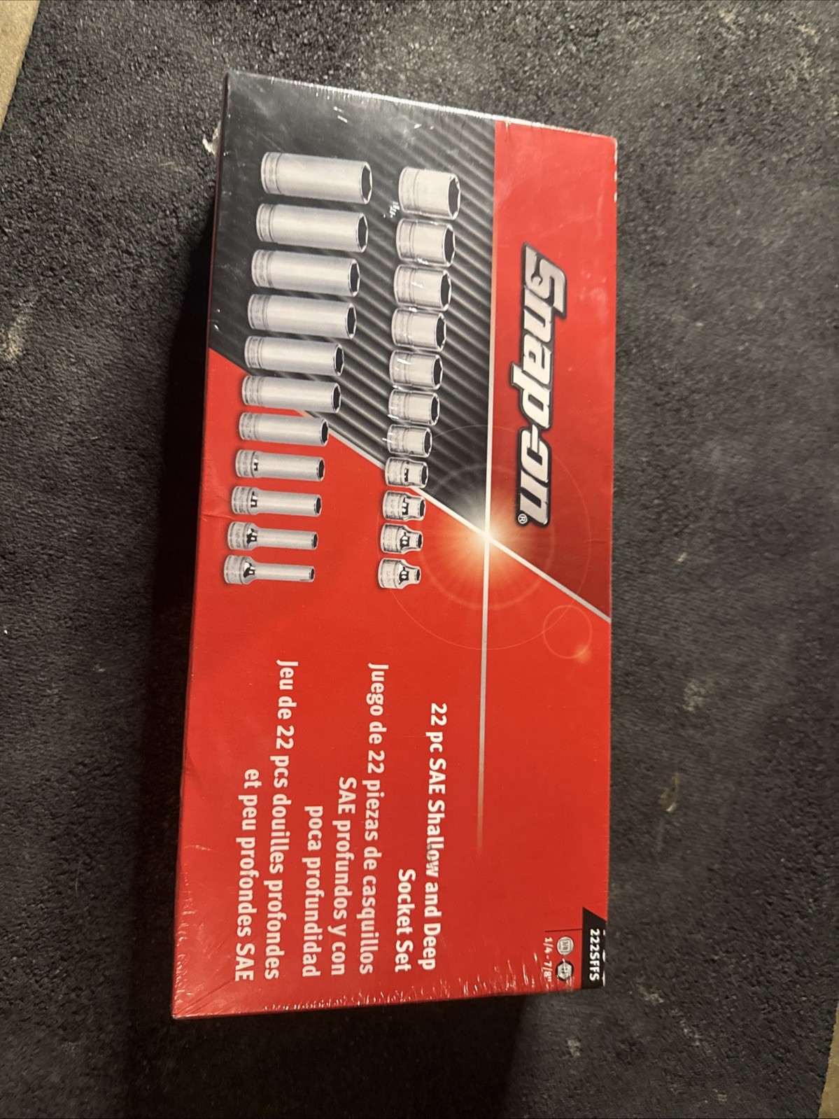 For Snap-on 3/8″ drive 1/4″ thru 7/8″ 22-pc 6-point Shallow Deep Socket 222SFFS