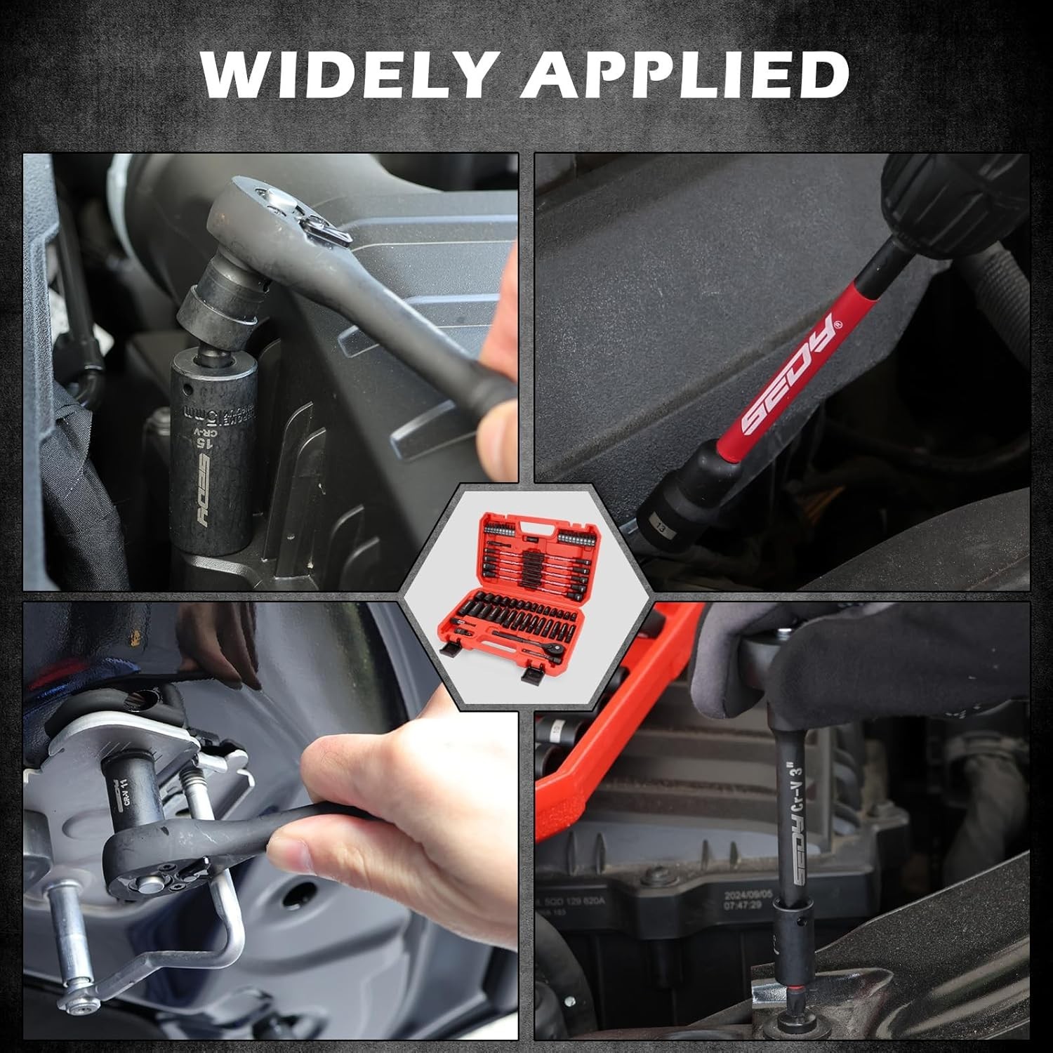 63-Piece Impact Socket Set with Universal Joint & Quick-Release Ratchet