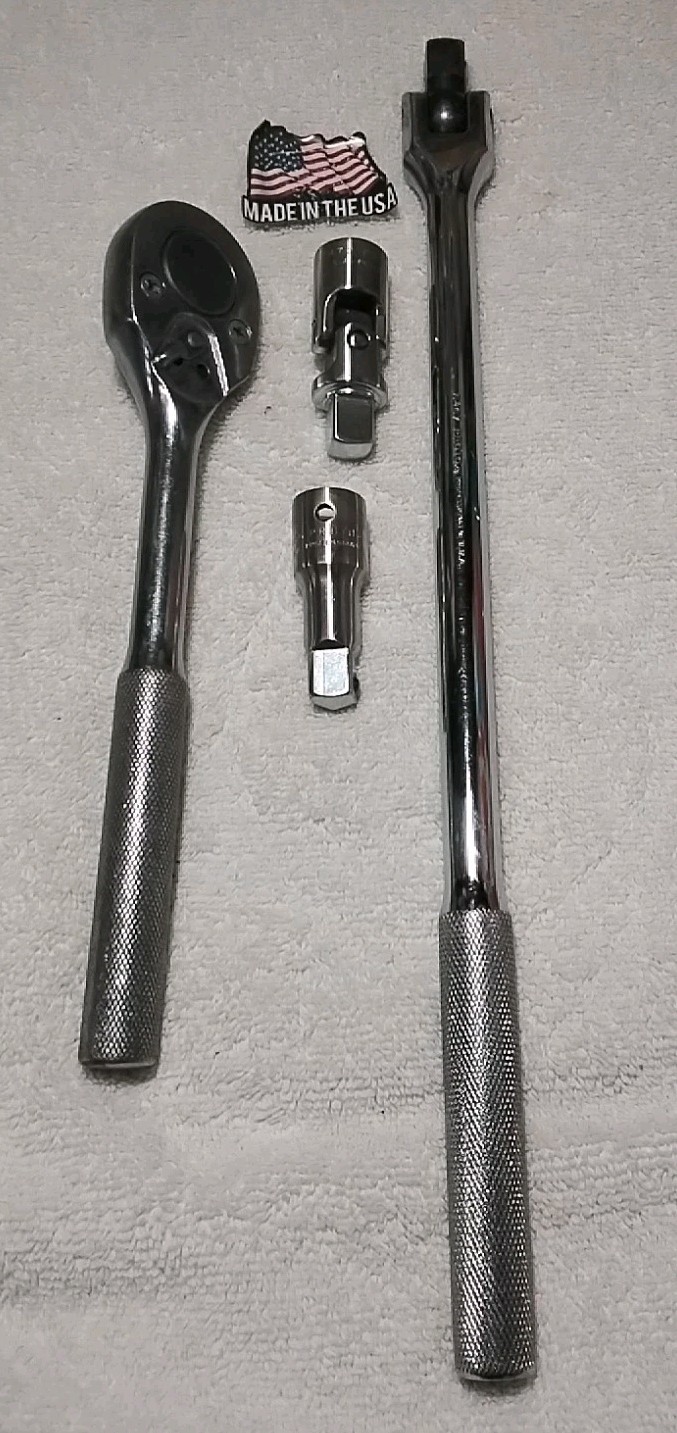 4pc PROTO 1/2″ DRIVE RATCHET/15″ BREAKER BAR/2-1/2″ EXTENSION/UNIVERSAL U-JOINT