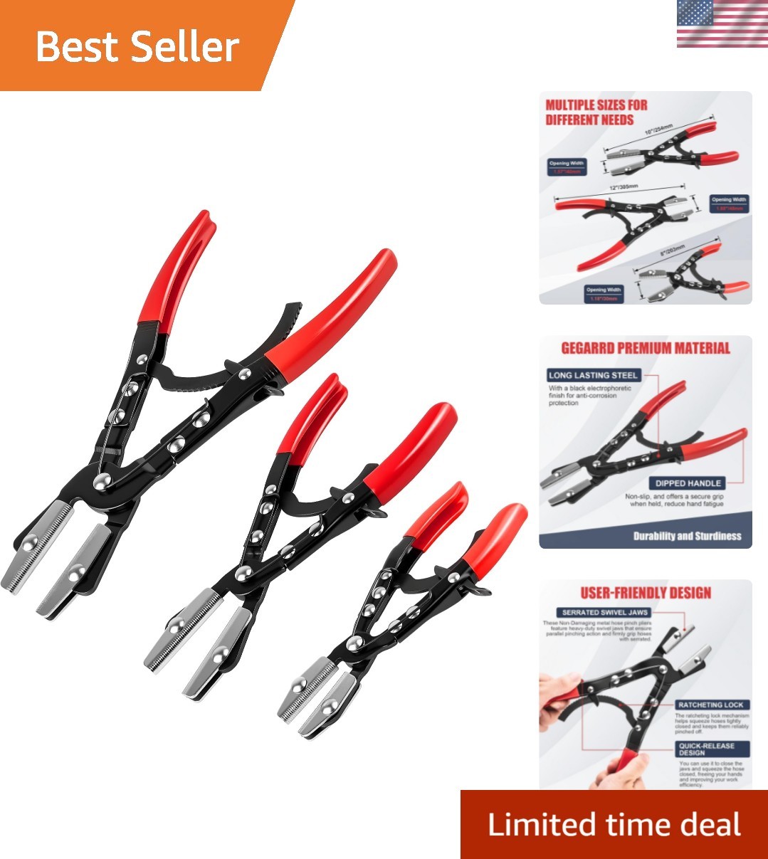 3PCS Ratchet Hose Pinch Off Pliers, Upgrade Hose Pinch Pliers Automotive, 8 i…
