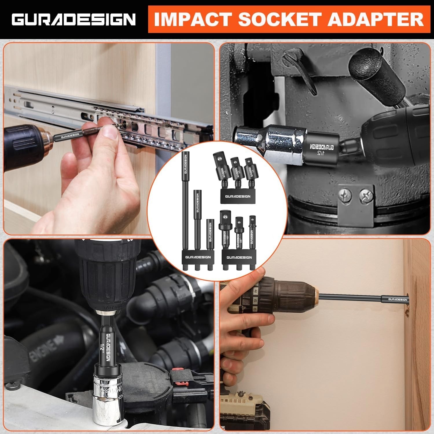 Professional 9-Piece Impact Driver Socket Set with Secure Spring-Loaded Design