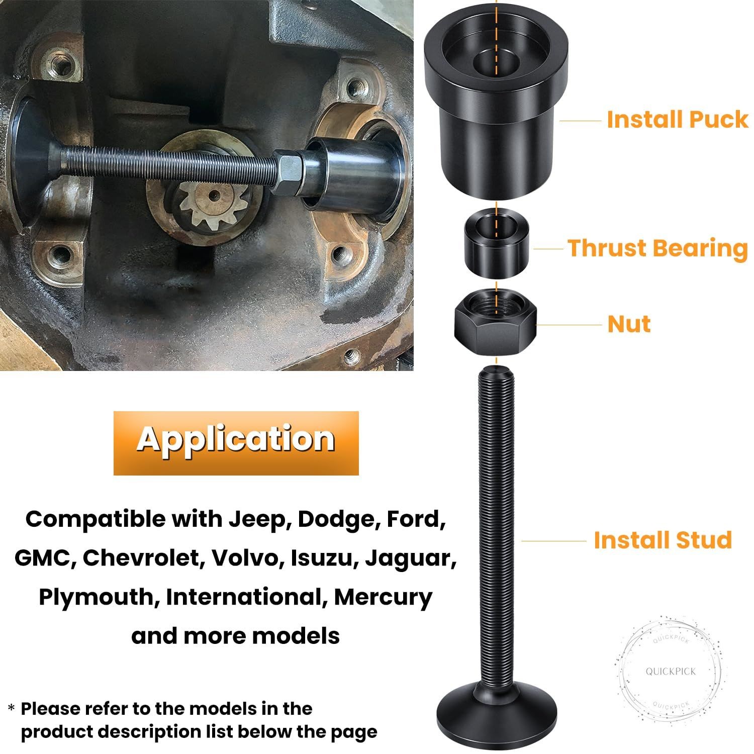 Inner Axle Side Seal Installation Tool For Dana 30/44/60 Front Differentials For