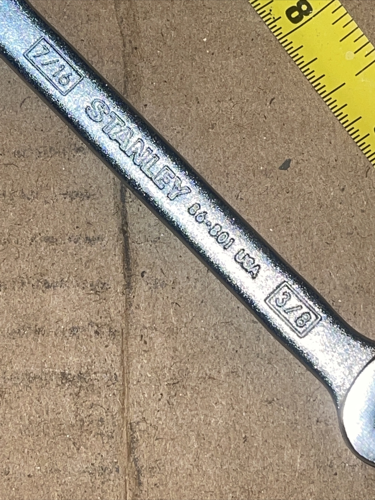 NOS Stanley Tools USA 86801 7/16 In X 3/8 In SAE Open End Wrench Vintage 86-801