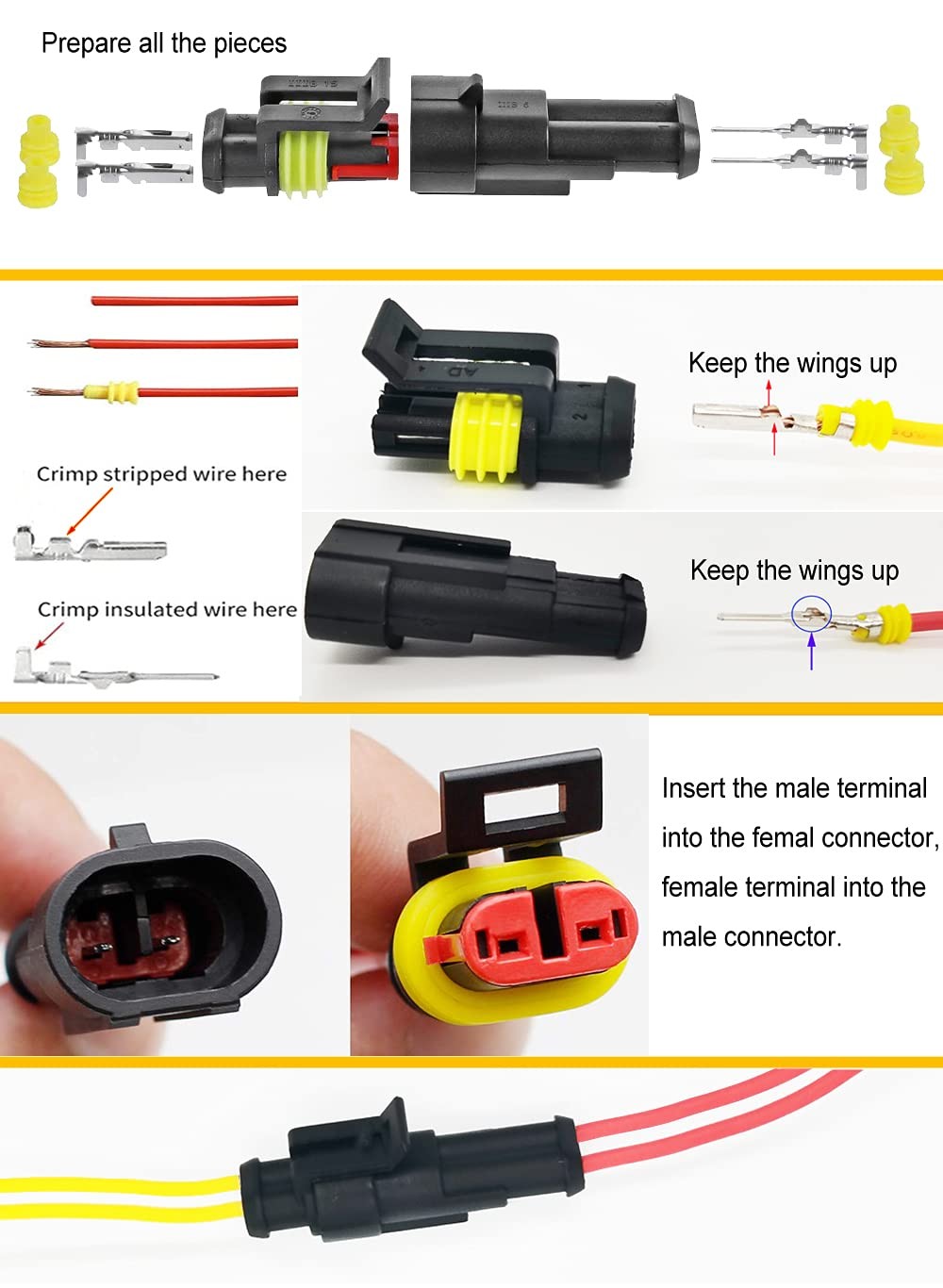 Twippo 352Pcs Waterproof Car Electrical Connector universal, 352 Pcs