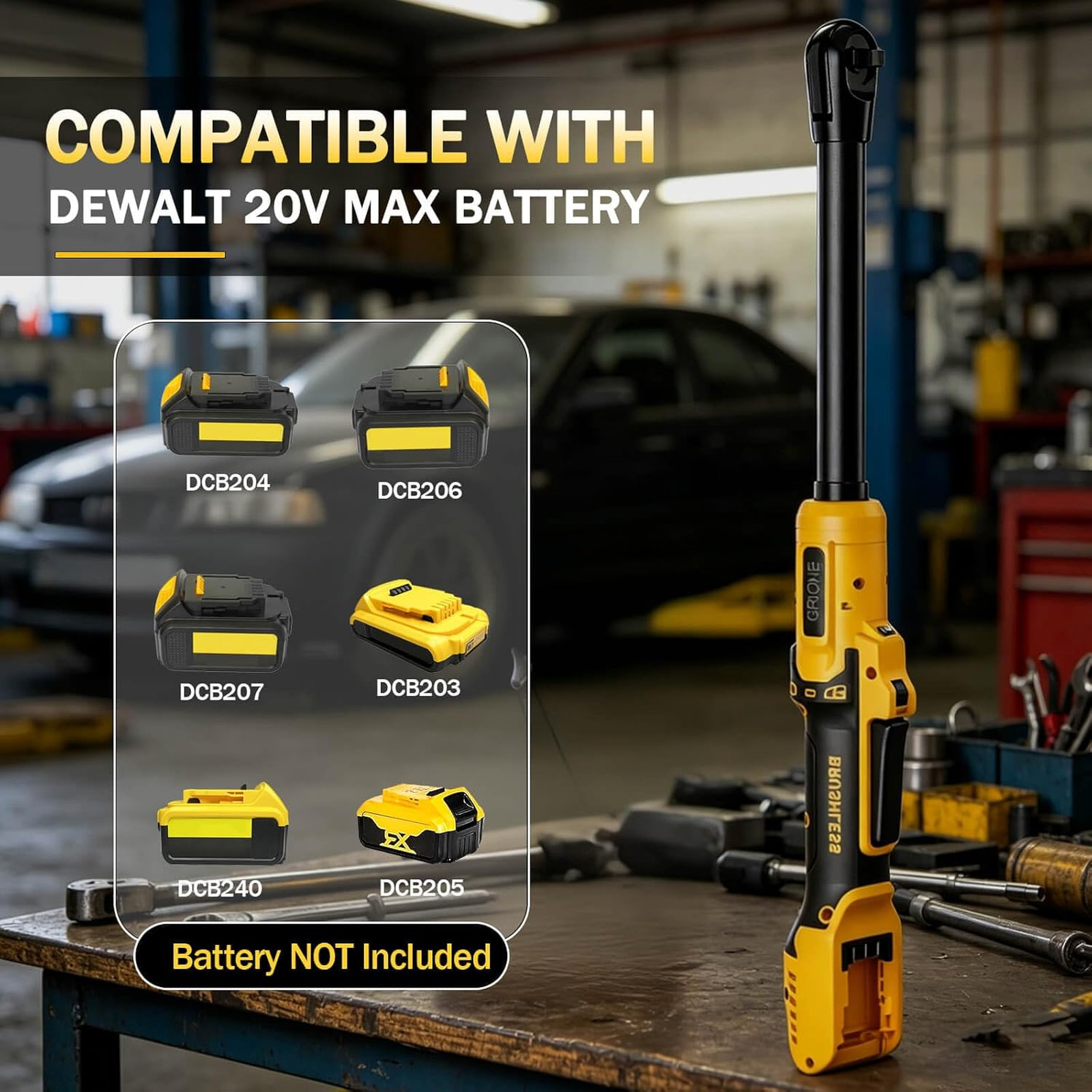 3/8″ Cordless Electric Ratchet Wrench Compatible with DeWalt 20V MAX Batteries-5