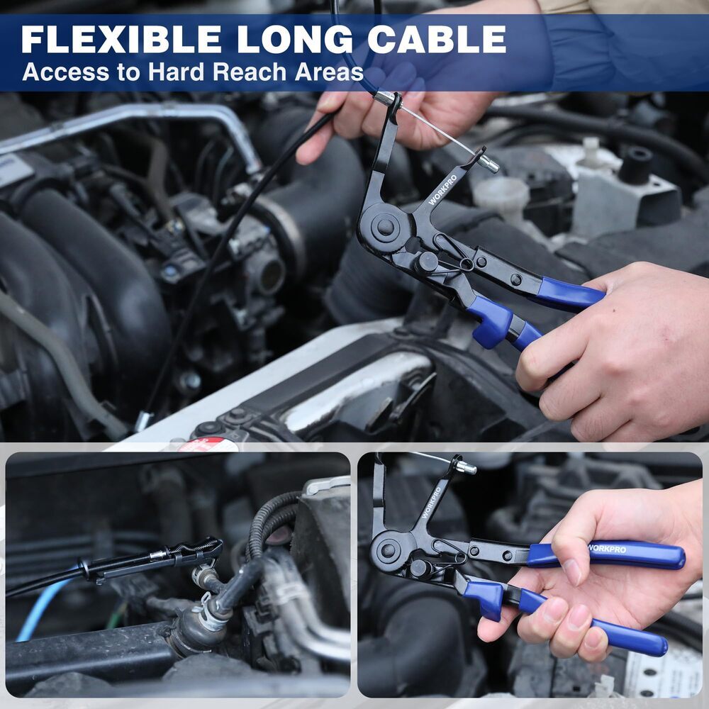 WORKPRO 2PC Hose Clamp Plier Flexible Hose Clamp 27″ Flat Band Hose Clamp Pliers