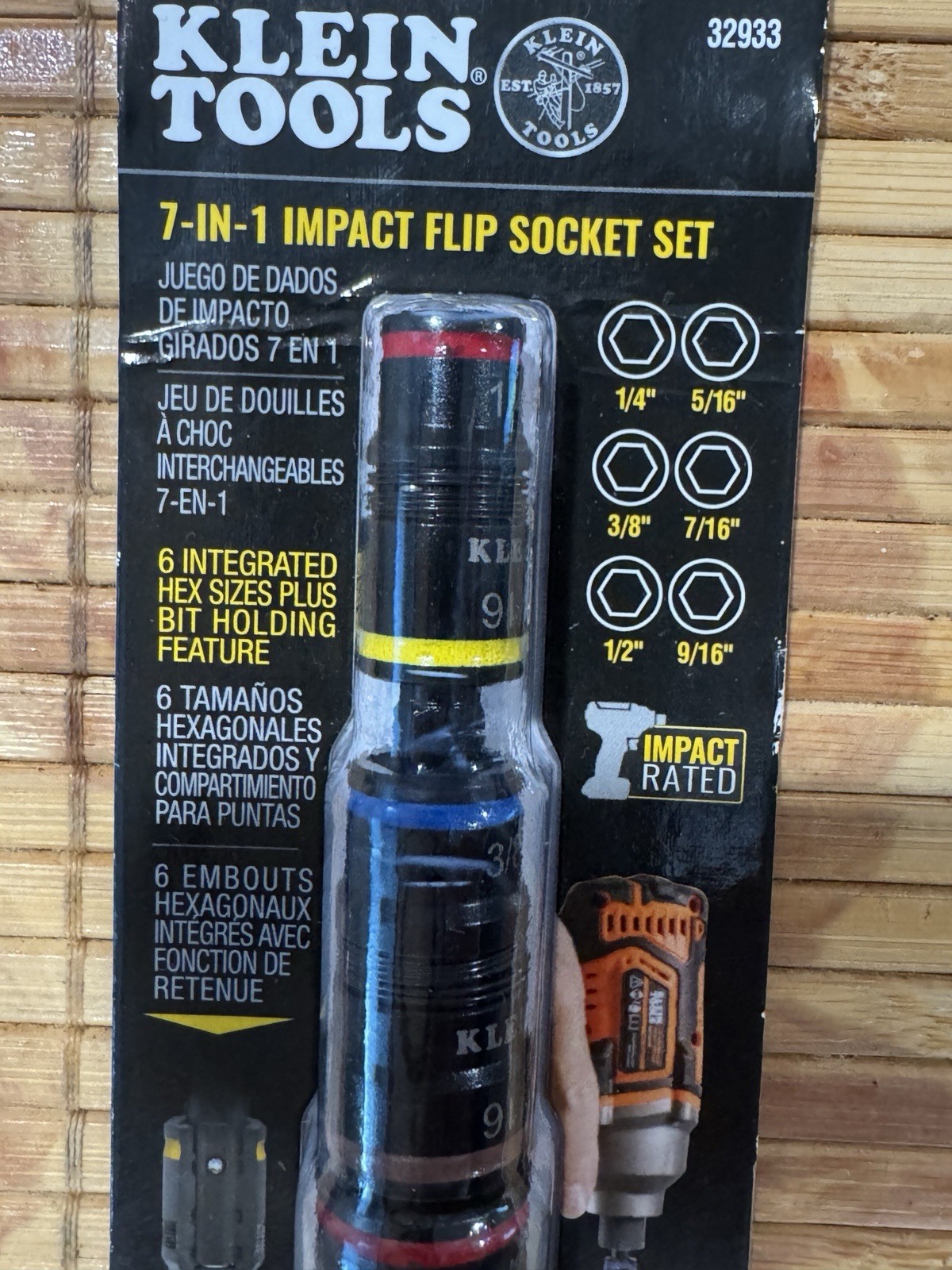Flip Socket Set 7-in -1 Klein Tools 32933 (SAE) Impact Driver