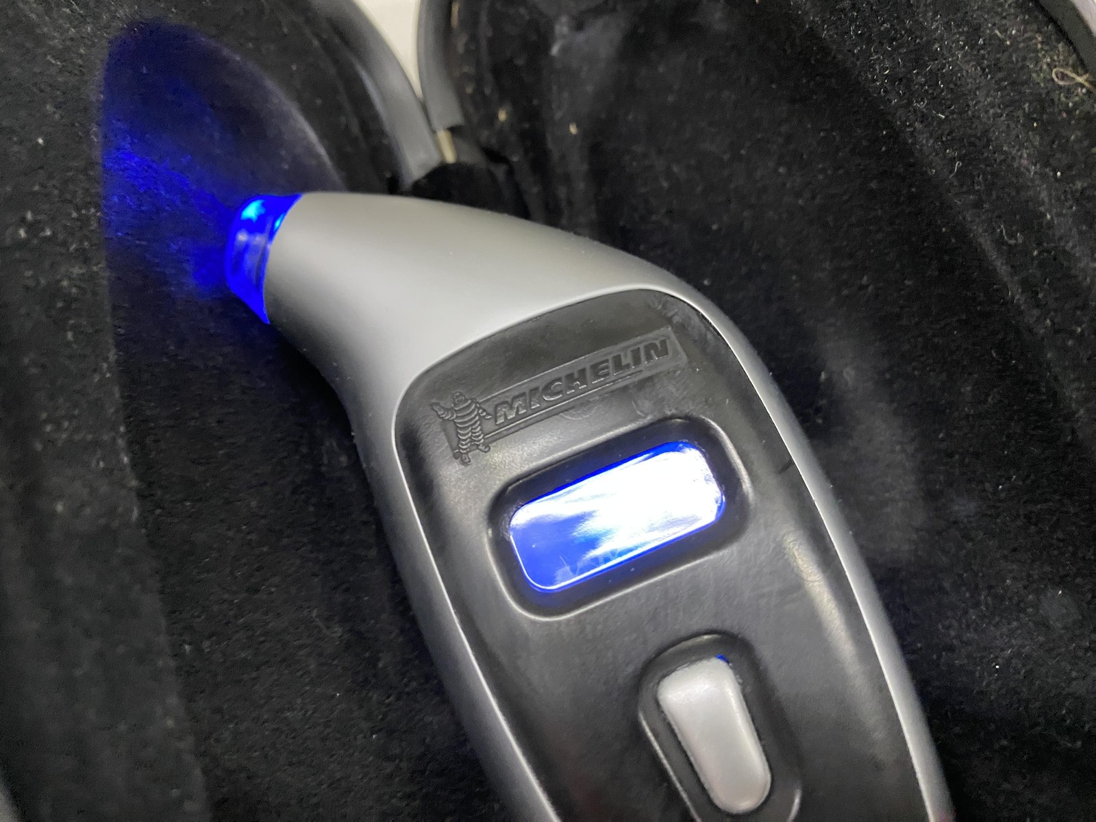 Michelin Digital Tire Pressure Gauge Silver With Case LED Light Display Auto