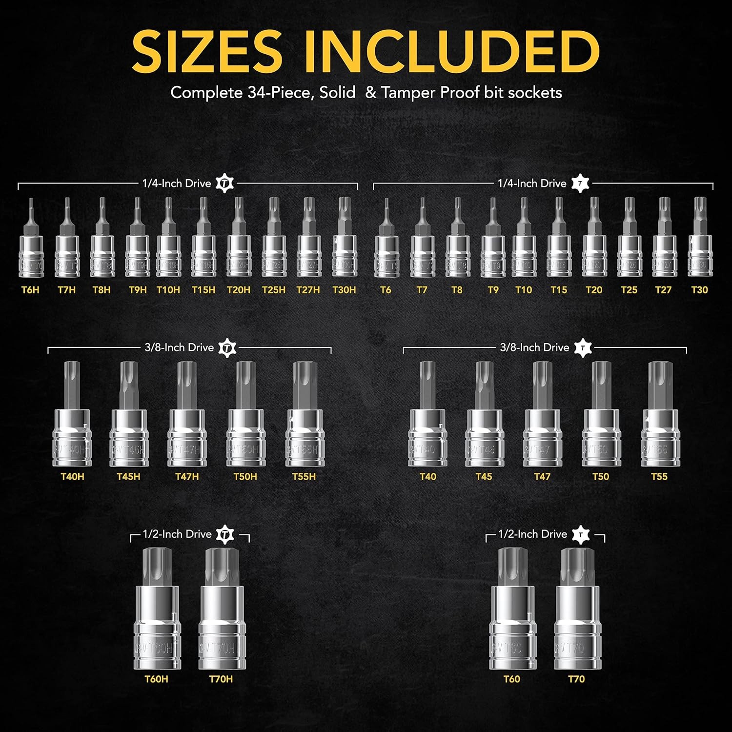 34-Piece Master TORX Bit Socket Set | S2 Alloy Steel
