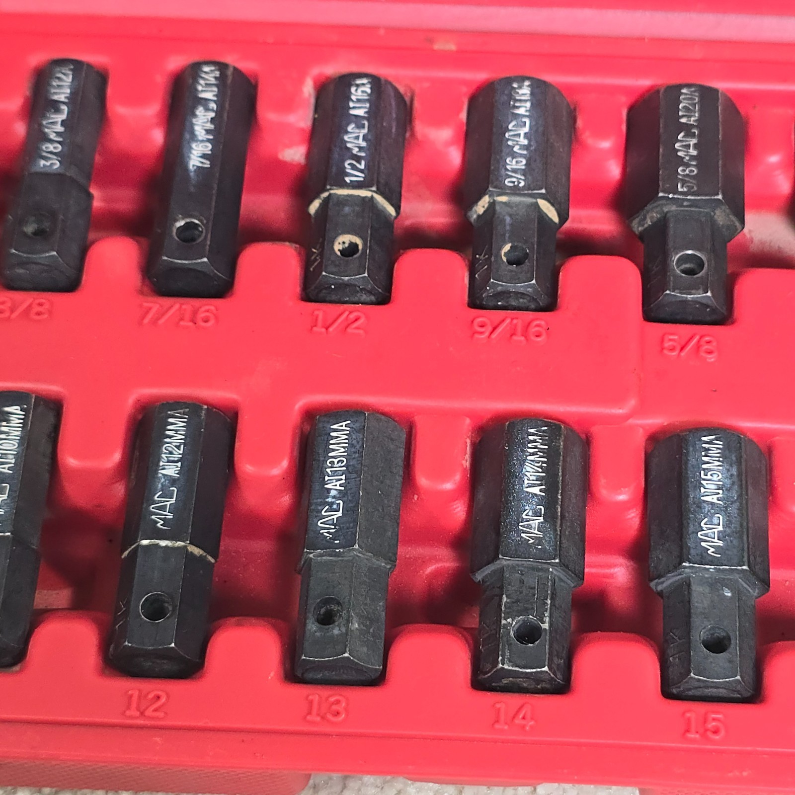 Mac Tools 16pc Hex Bit Driver Set Metric SAE SVA15B Case 8mm-19mm